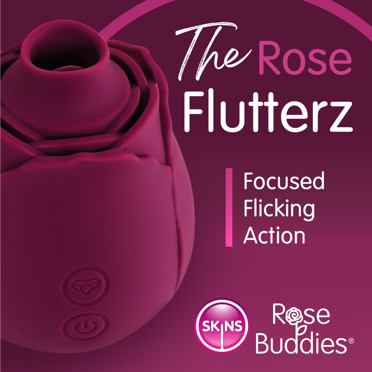 Skins Rose Buddies - The Rose Flutterz Vibrator - Wijnrood
