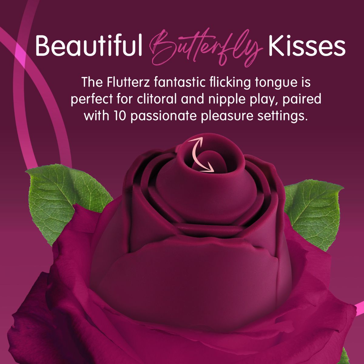 Skins Rose Buddies - The Rose Flutterz Vibrator - Wijnrood