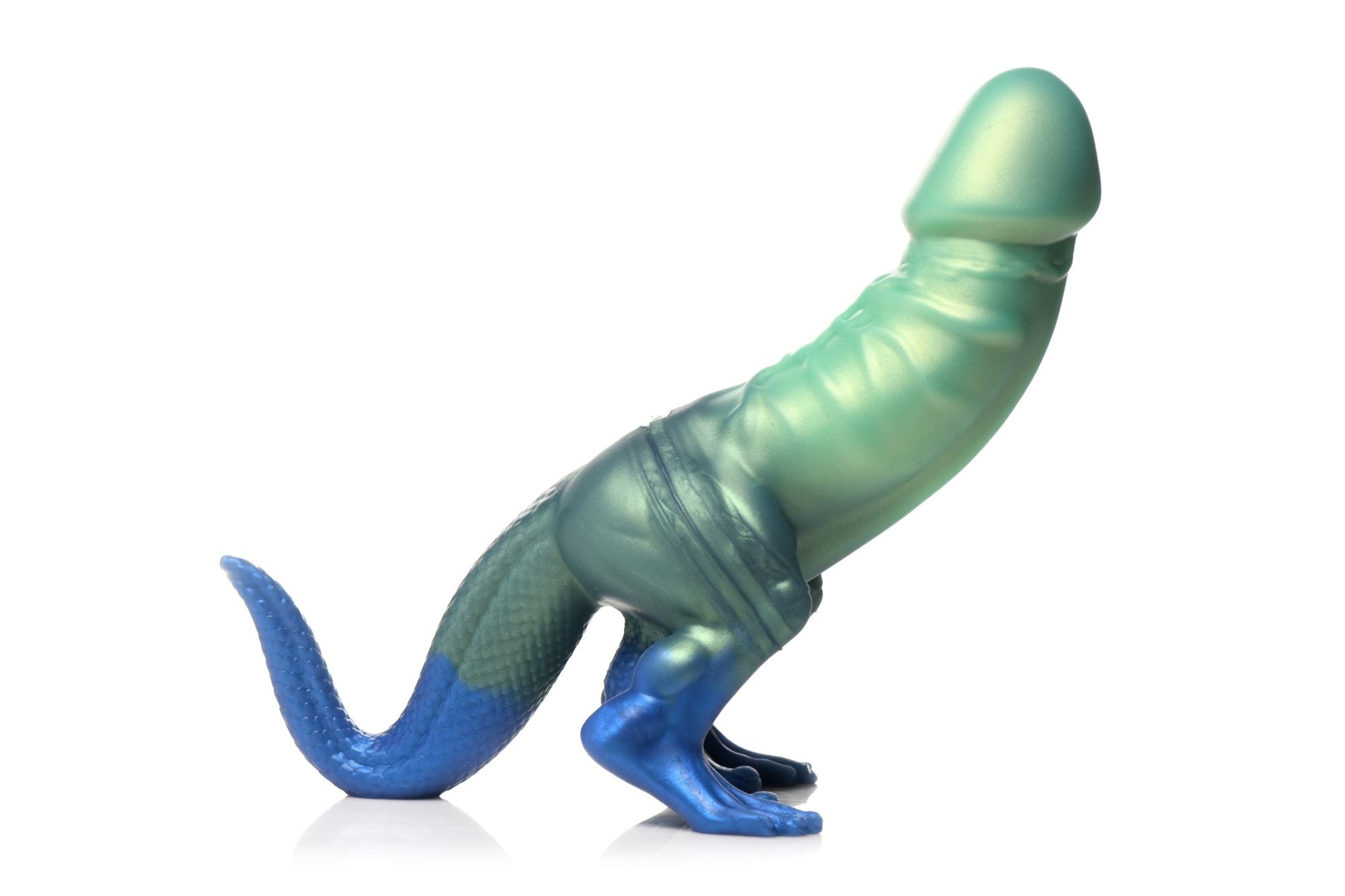 XR Brands - Jurassic Cock Dinosaurus Dildo - Groen & Blauw