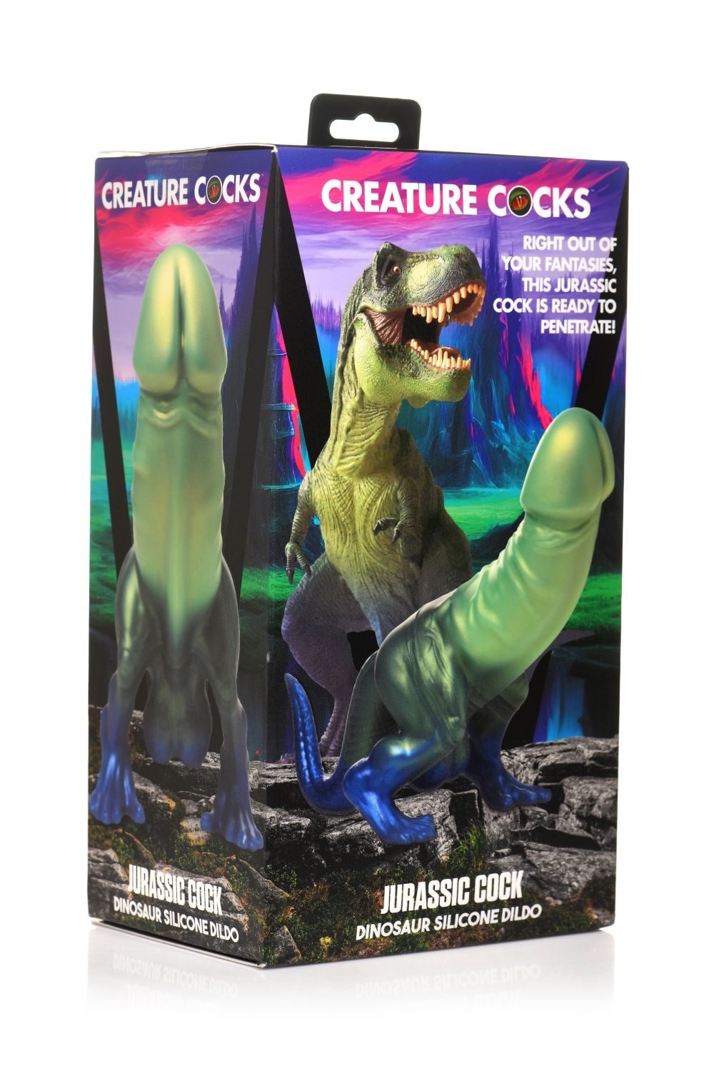 XR Brands - Jurassic Cock Dinosaurus Dildo - Groen & Blauw