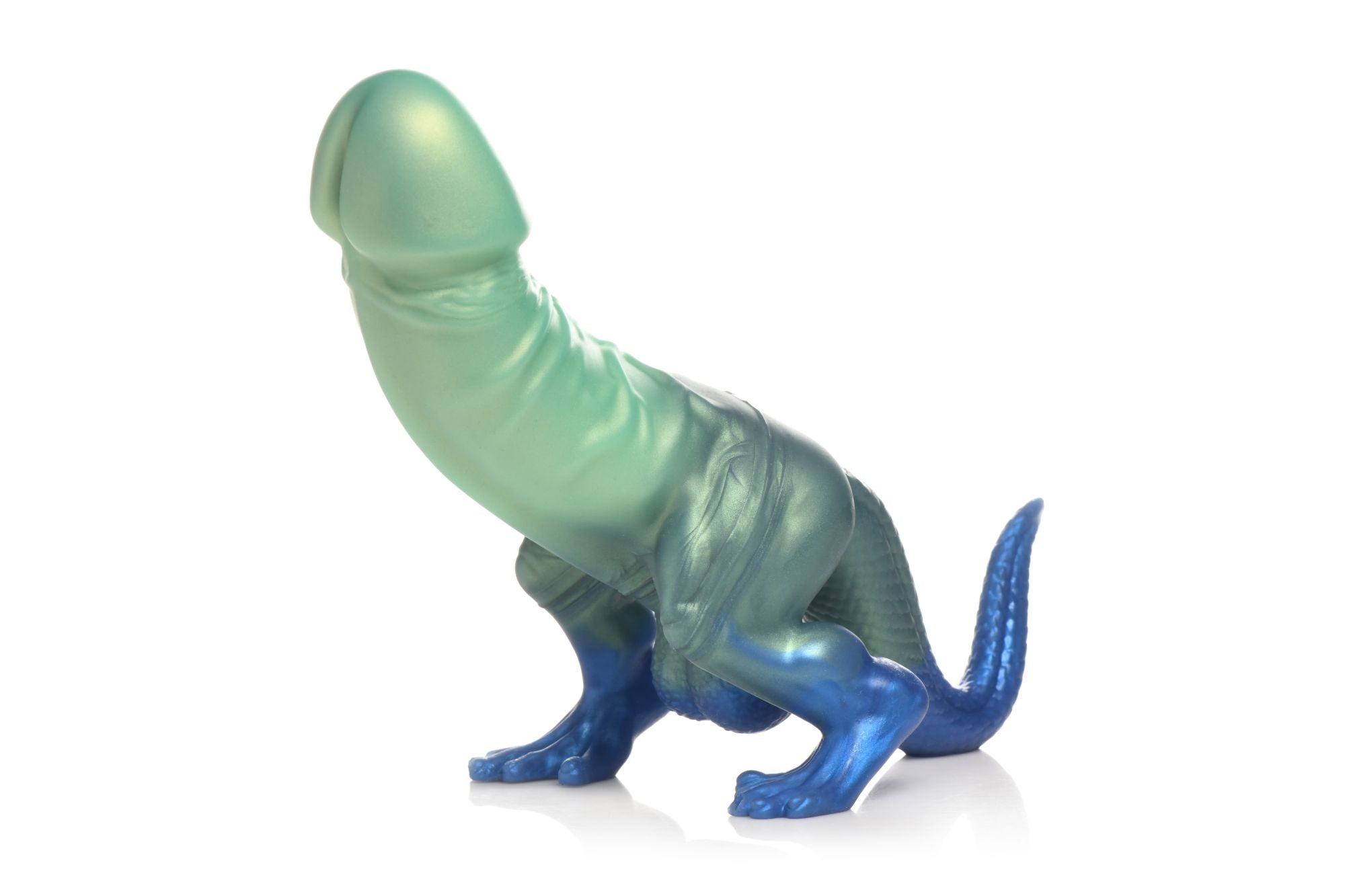 XR Brands - Jurassic Cock Dinosaurus Dildo - Groen & Blauw