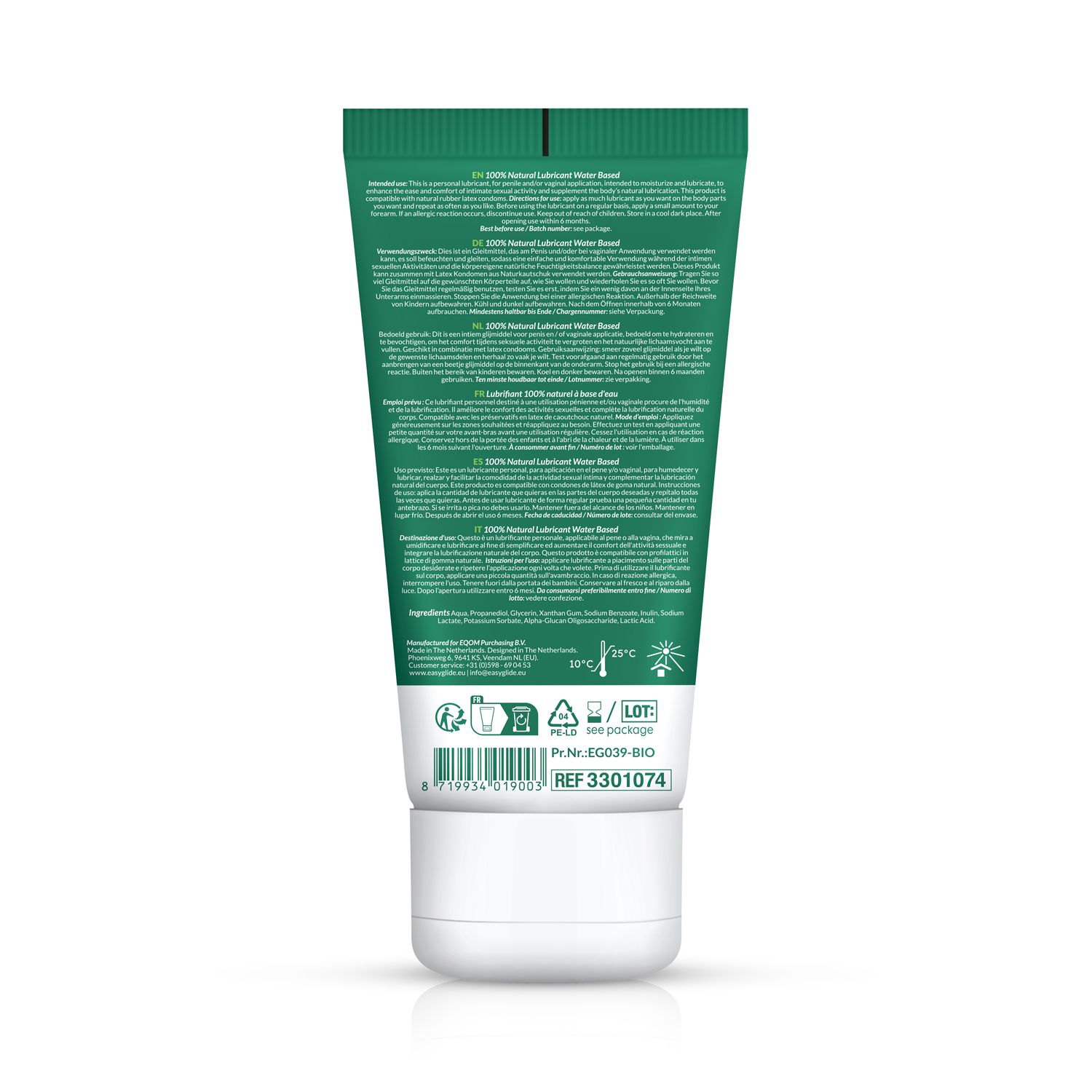EasyGlide - Bio &amp; Natuurlijk Glijmiddel op Waterbasis Geurvrij - 100 ml
