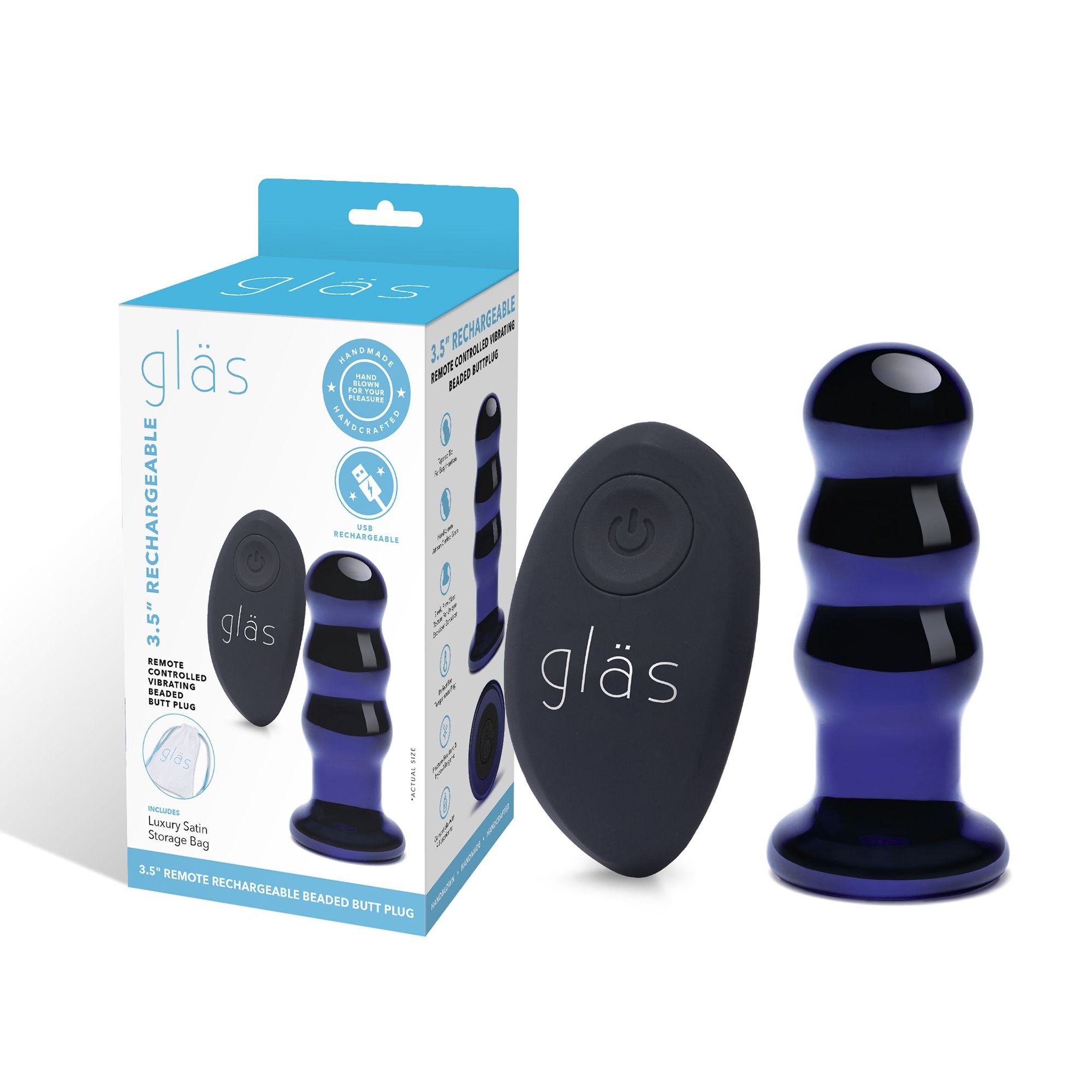 Glas - Rechargeable Remote Controlled  Vibrating Beaded Buttplug