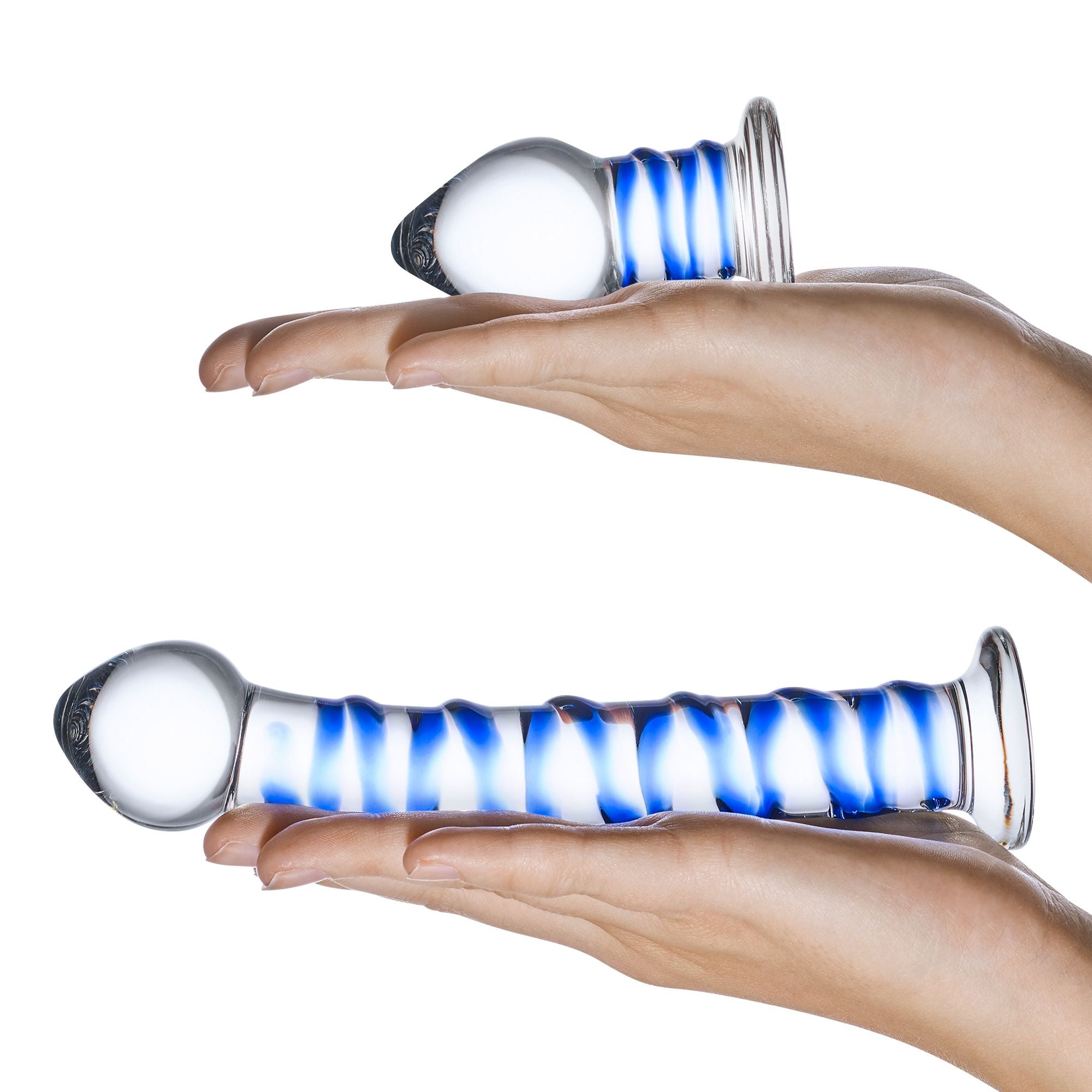 Glas - Double Penetration Glass Swirly Dildo & Butt Plug Set 2 st.