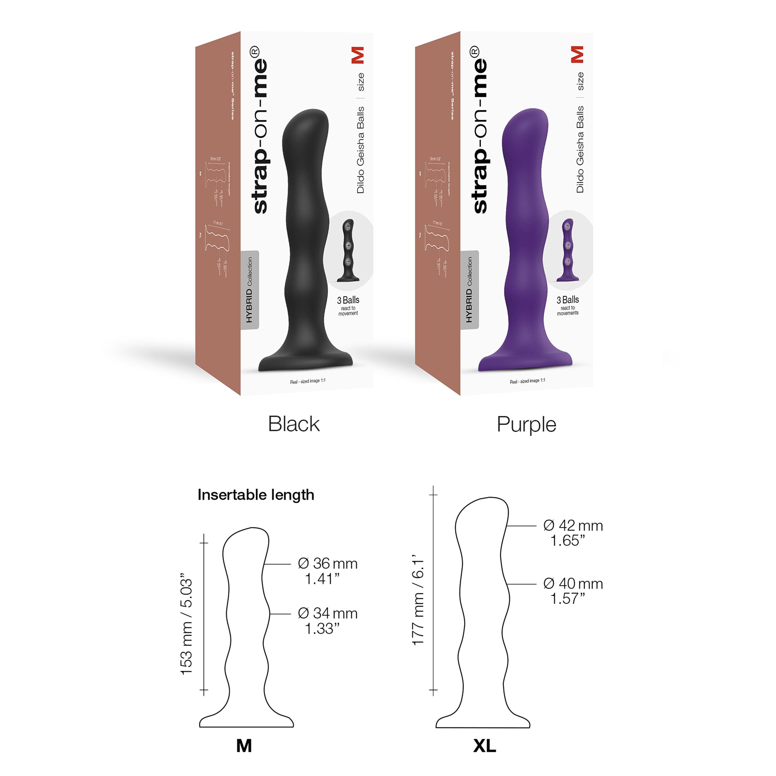 Strap-On-Me - Dildo Geisha Ball Black M