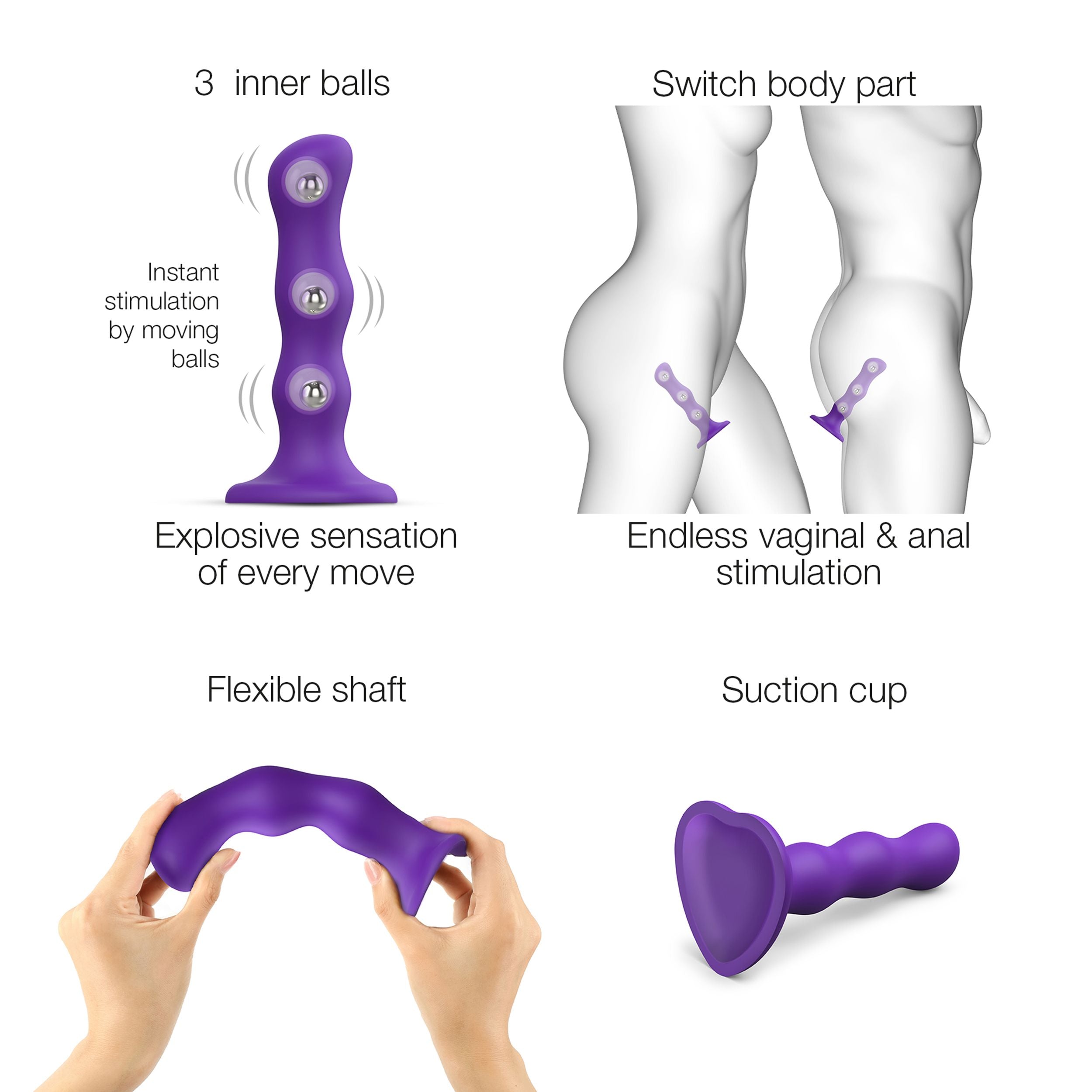 Strap-On-Me - Dildo Geisha Ball Purple M