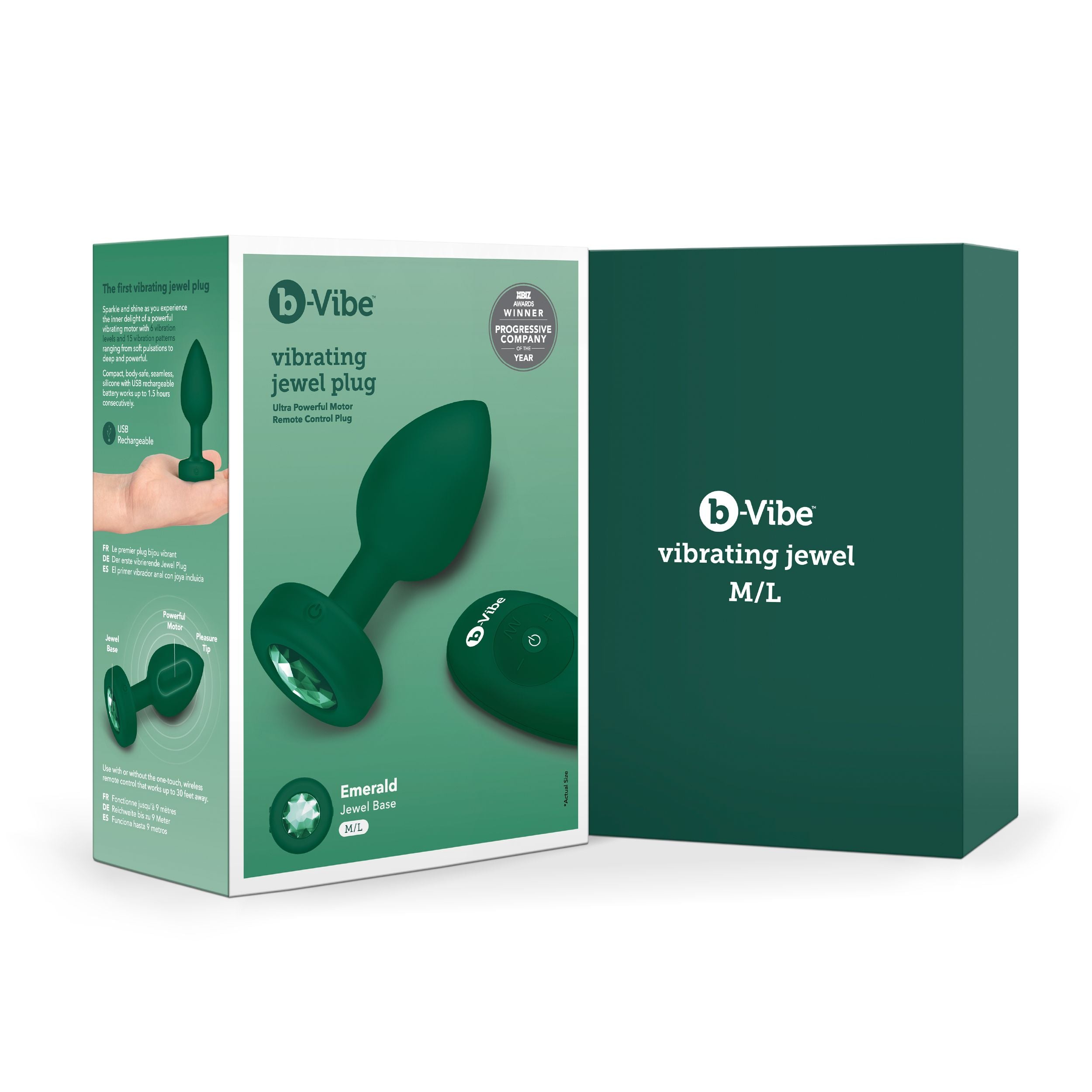 B-Vibe - Vibrerende Juwelen Plug M/L Groen