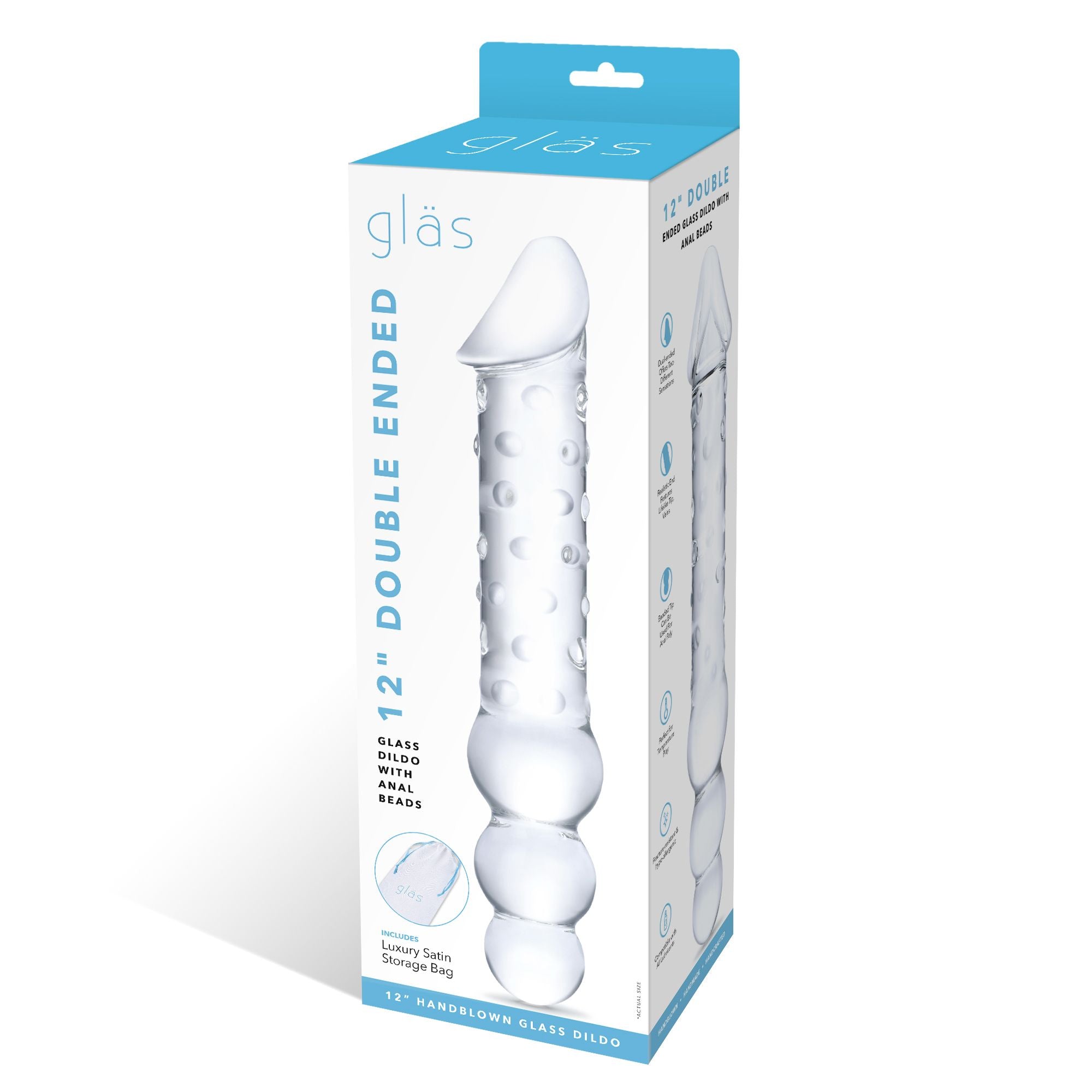 Glas - Double Ended Glass Dildo with Anal Beads