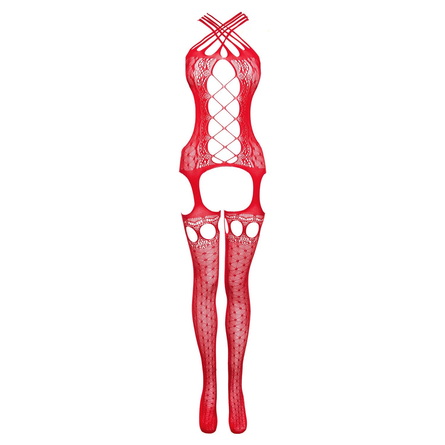 Kruisloze Jarretelcatsuit Jasmina - Rood