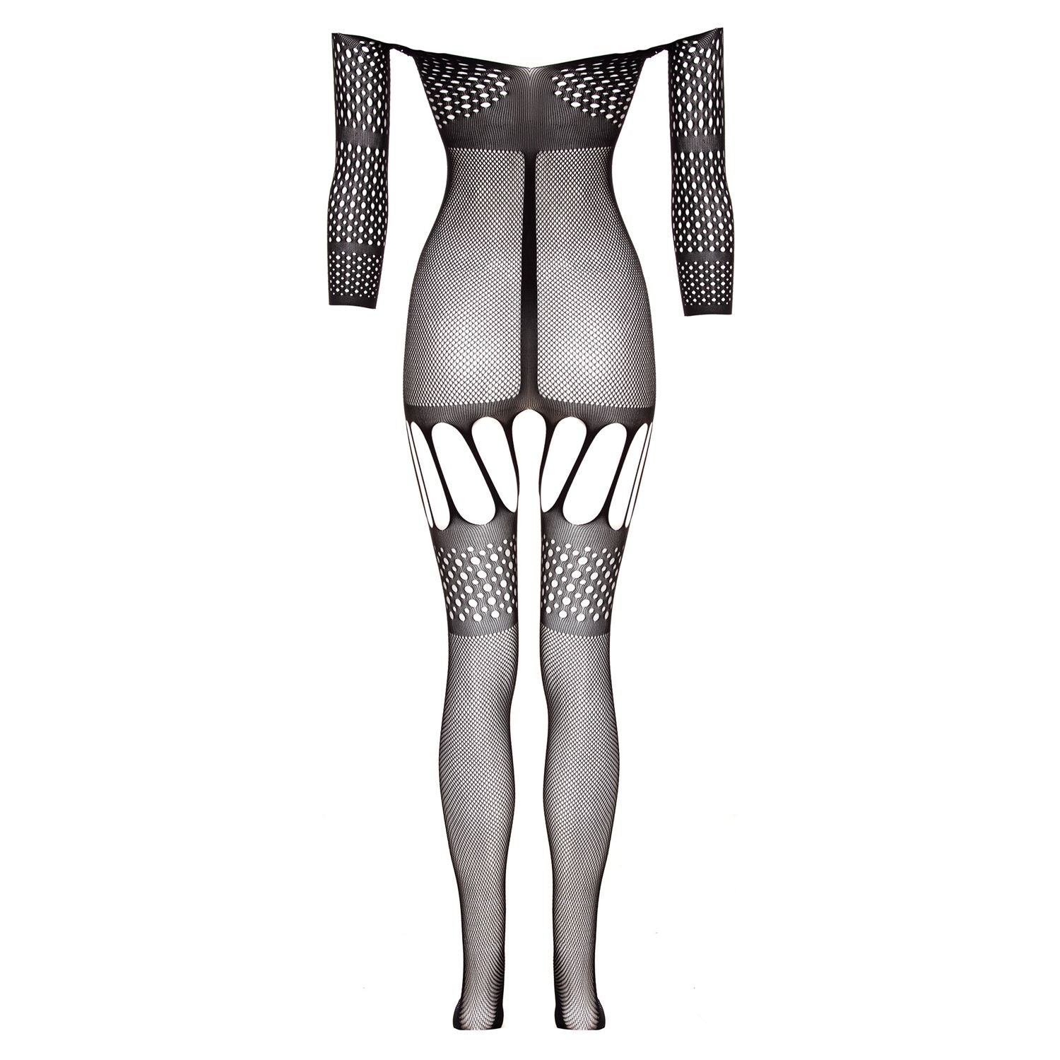 Trendy Jarretel-Catsuit Rosa - zwart