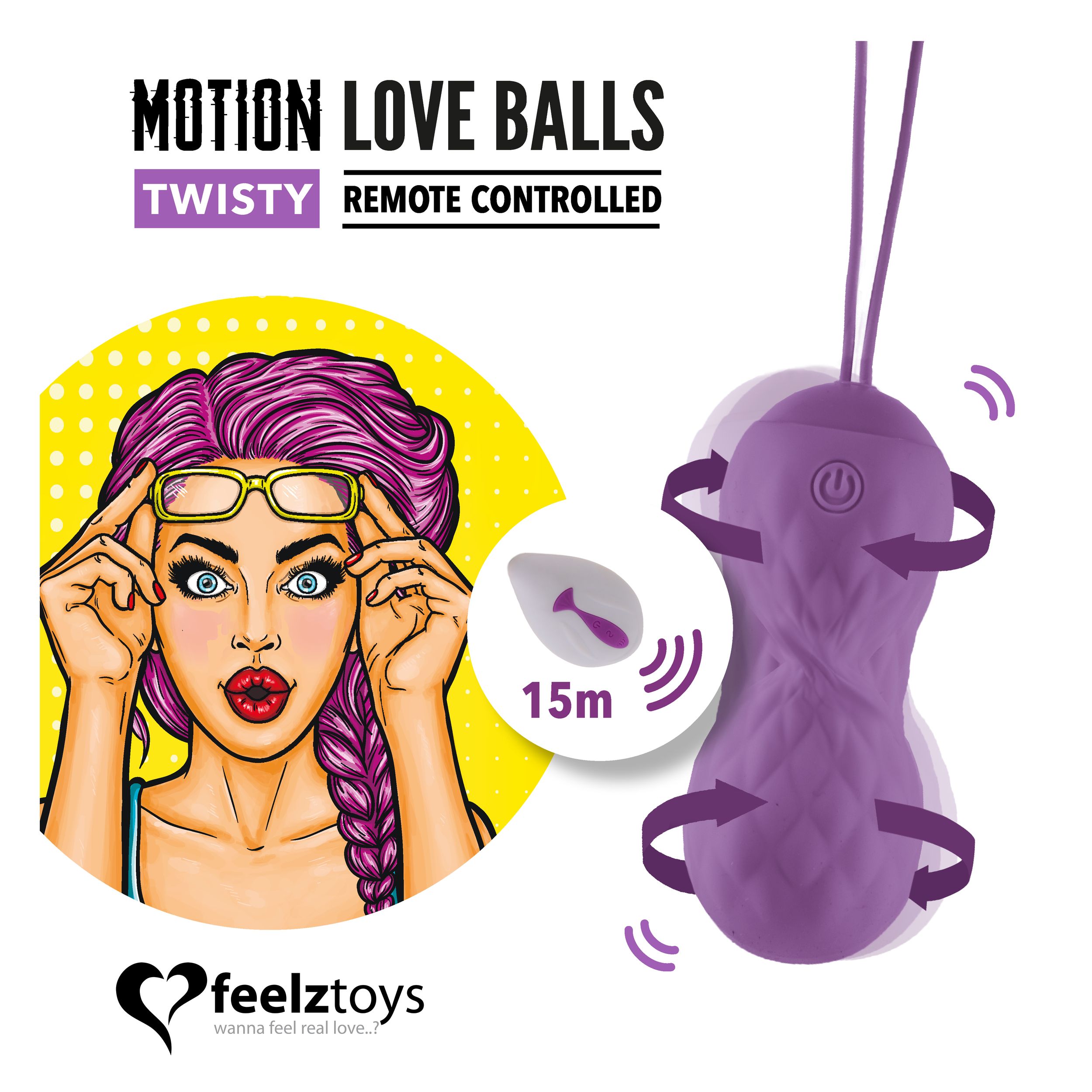FEELZTOYS - OP AFSTAND BEDIENBARE BEWEGENDE LIEFDESBALLEN TWISTY