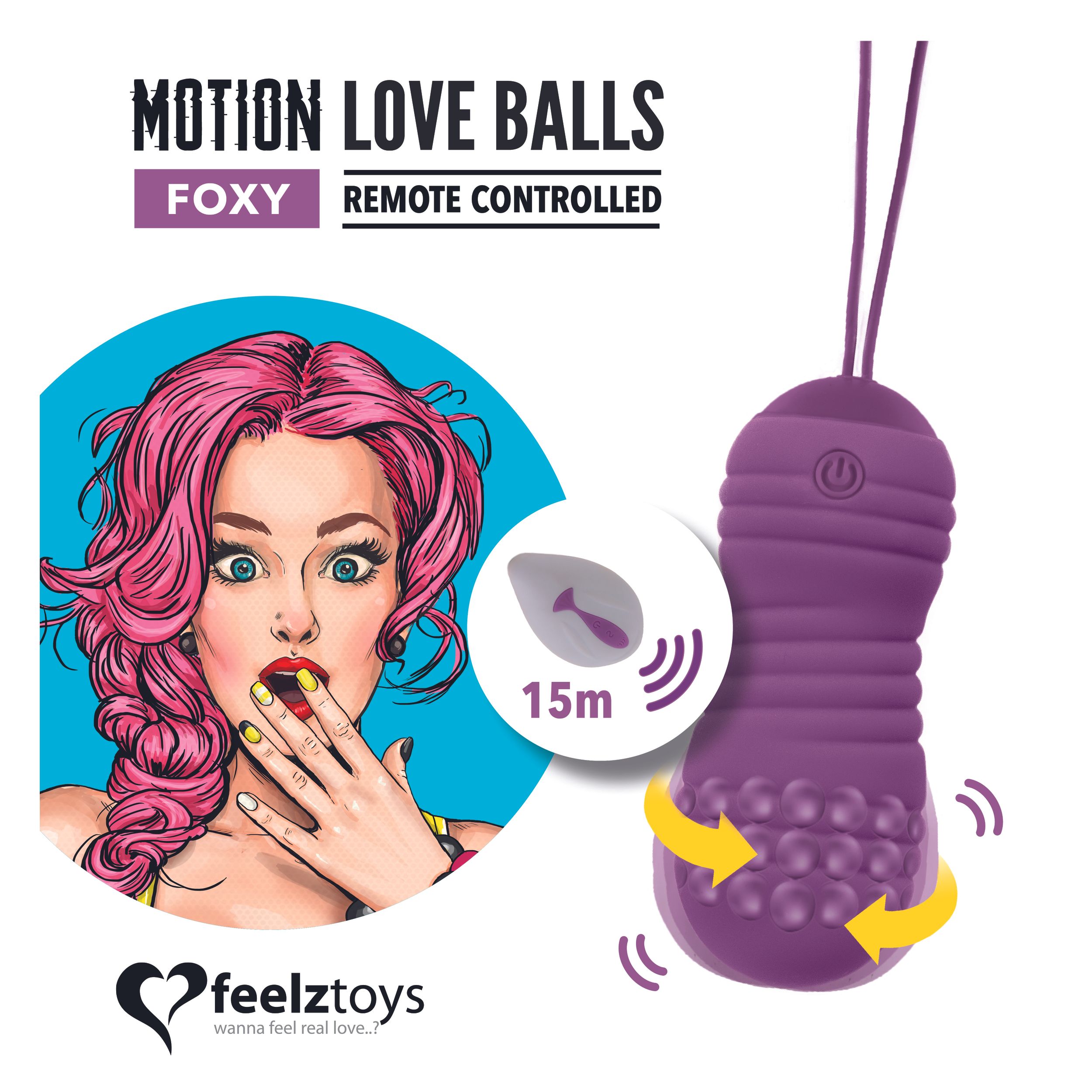 FEELZTOYS - OP AFSTAND BEDIENBARE BEWEGENDE LIEFDESBALLEN FOXY
