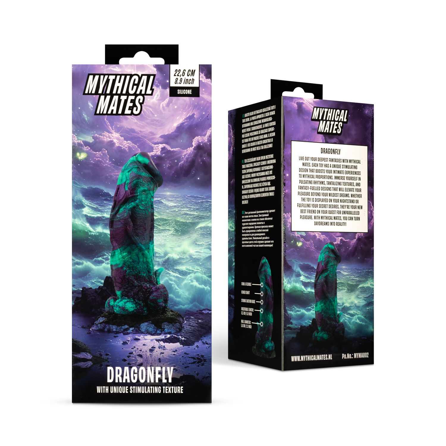 Mythical Mates - Dragonfly-dildo Paars &amp; Groen - 22,6 cm