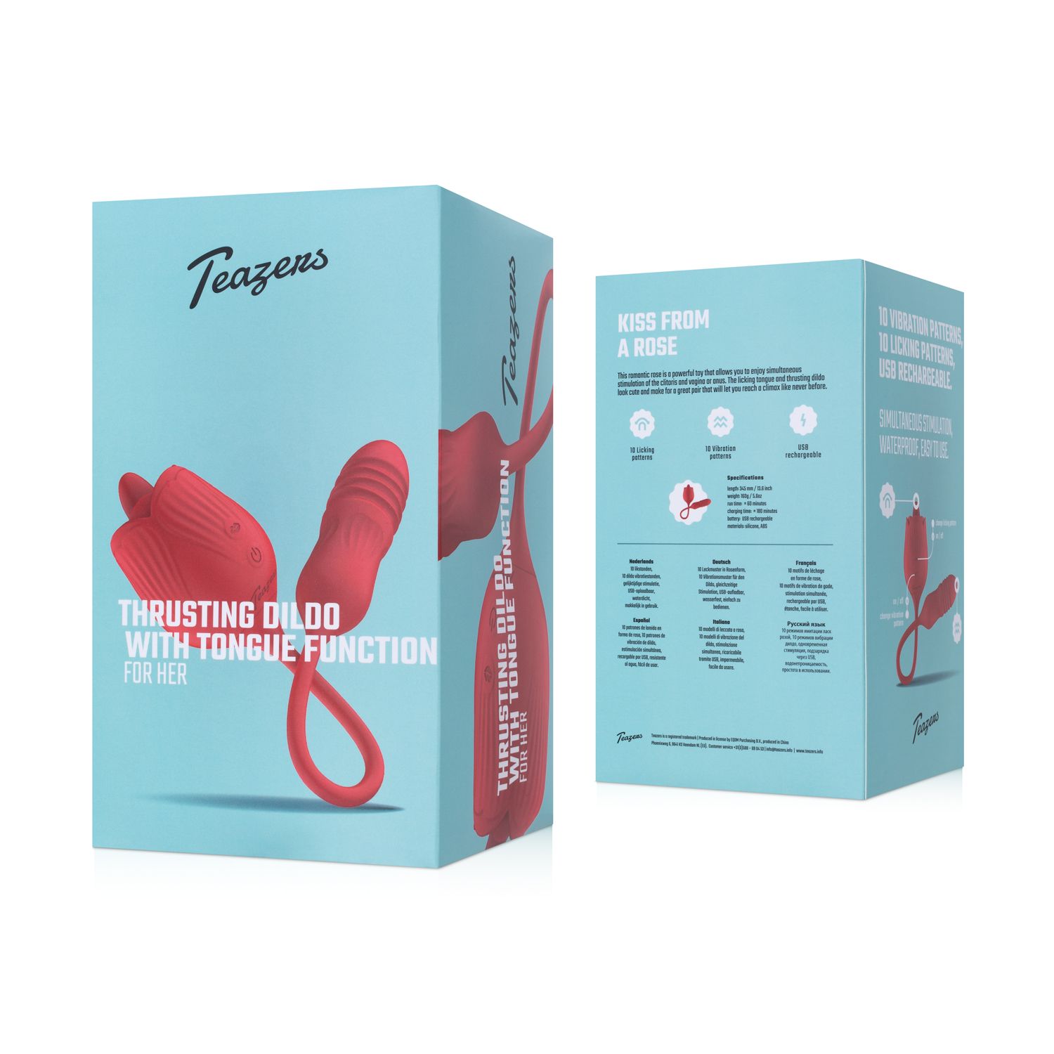 Teazers Roos Vibrator met Stotende Dildo