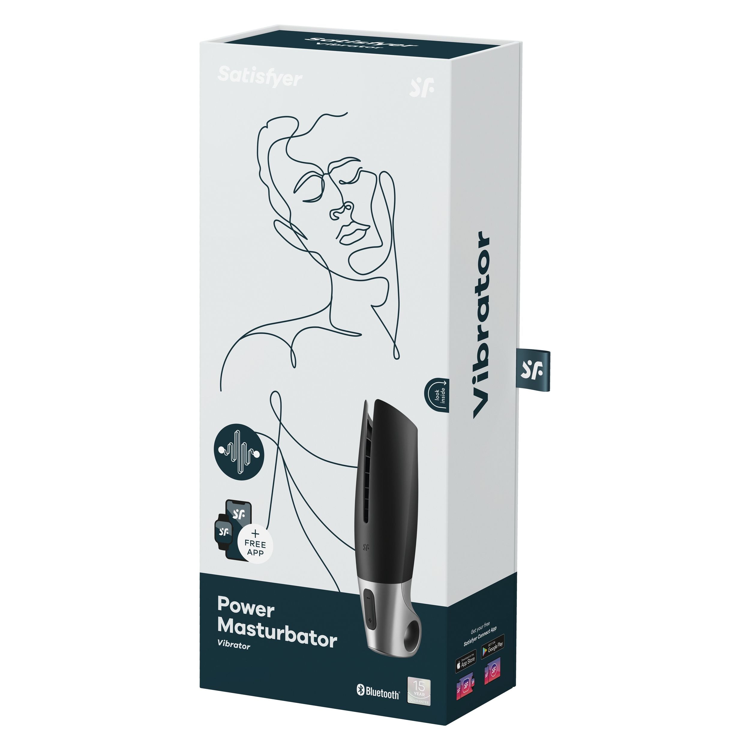 Satisfyer Power Masturbator+ Connect App - Zwart/Zilver