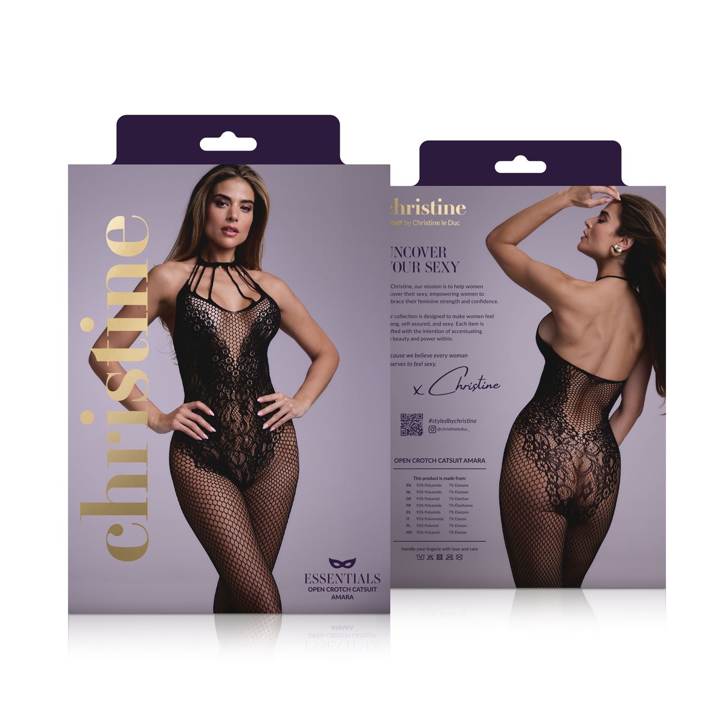 Gebloemde Catsuit met open kruis Amara - zwart