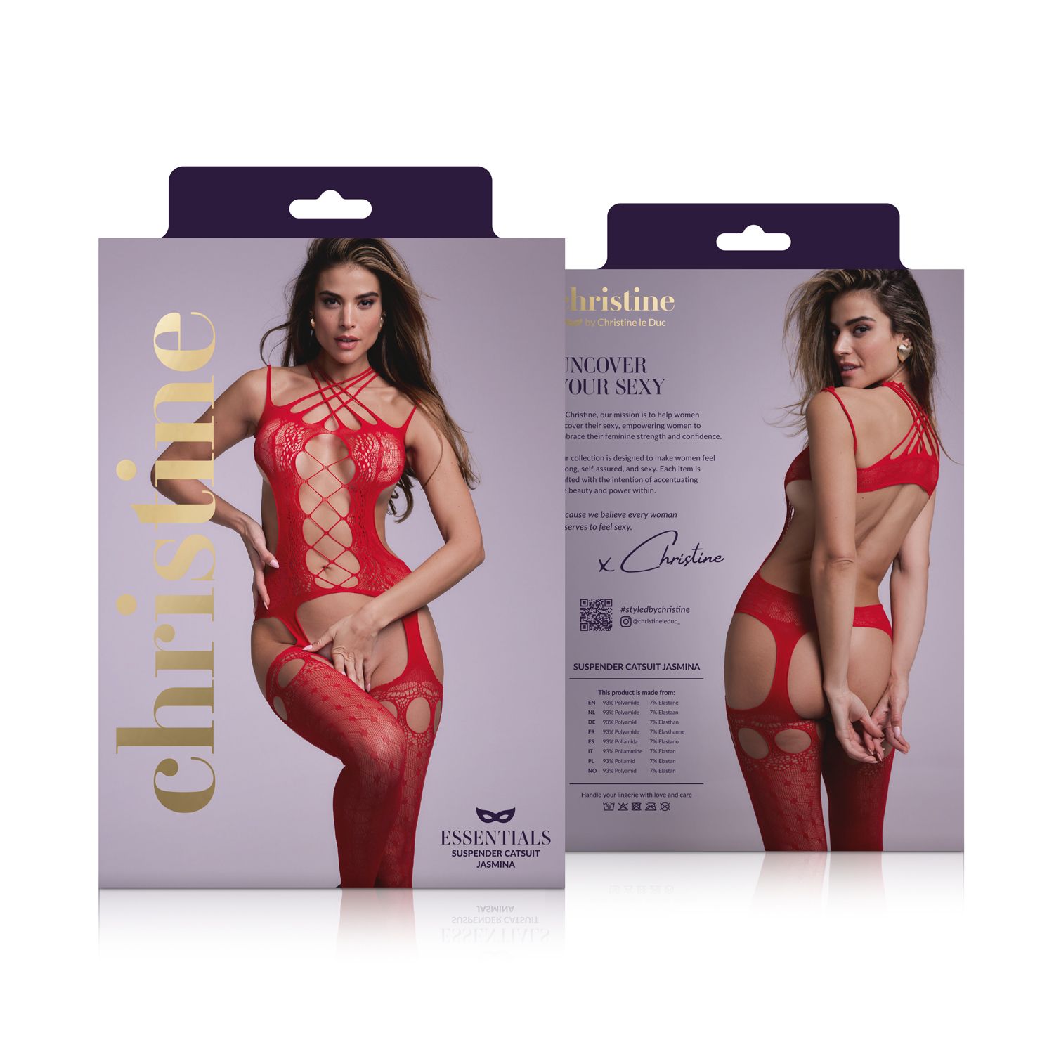 Kruisloze Jarretelcatsuit Jasmina - Rood