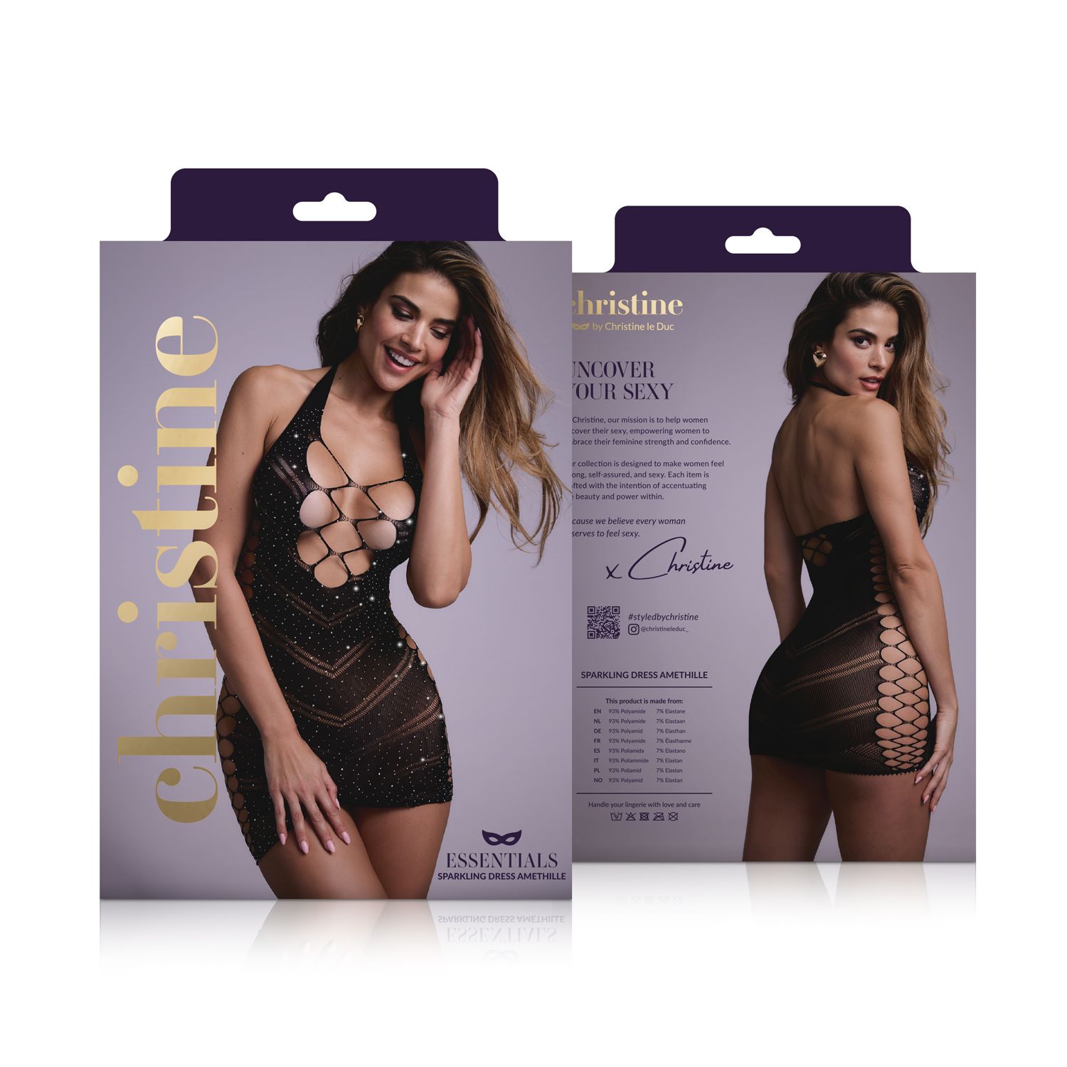 Dress Glitter Amethille  - Zwart