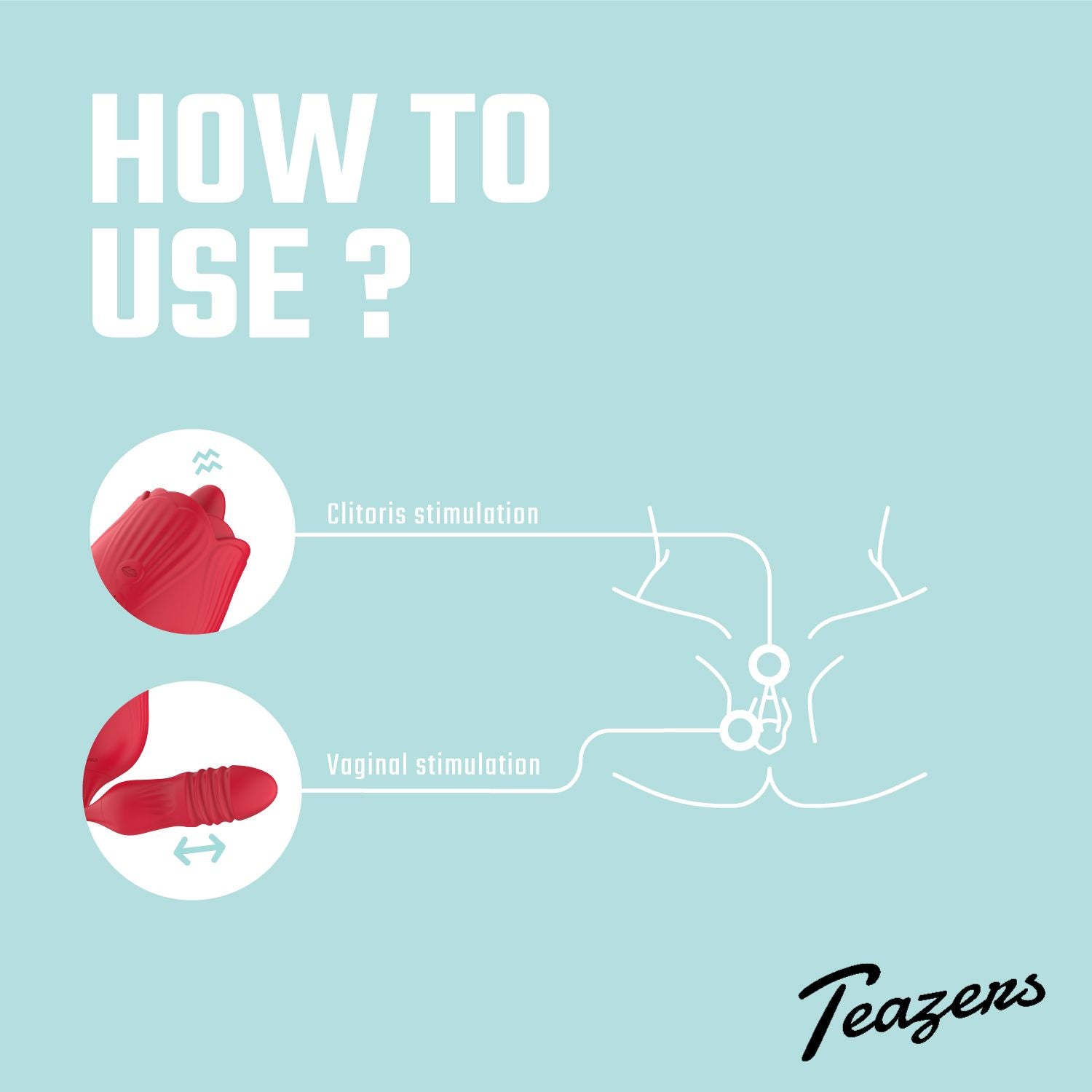 Teazers Roos Vibrator met Stotende Dildo