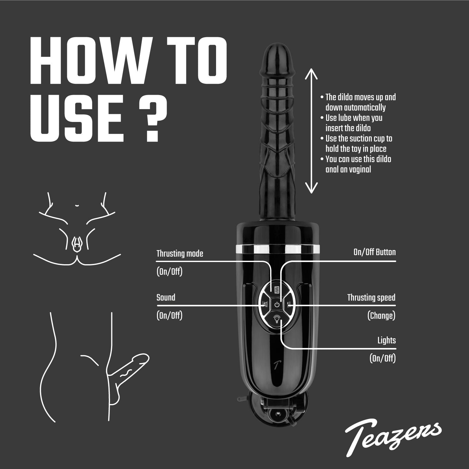 Teazers Stotende en vibrerende dildo