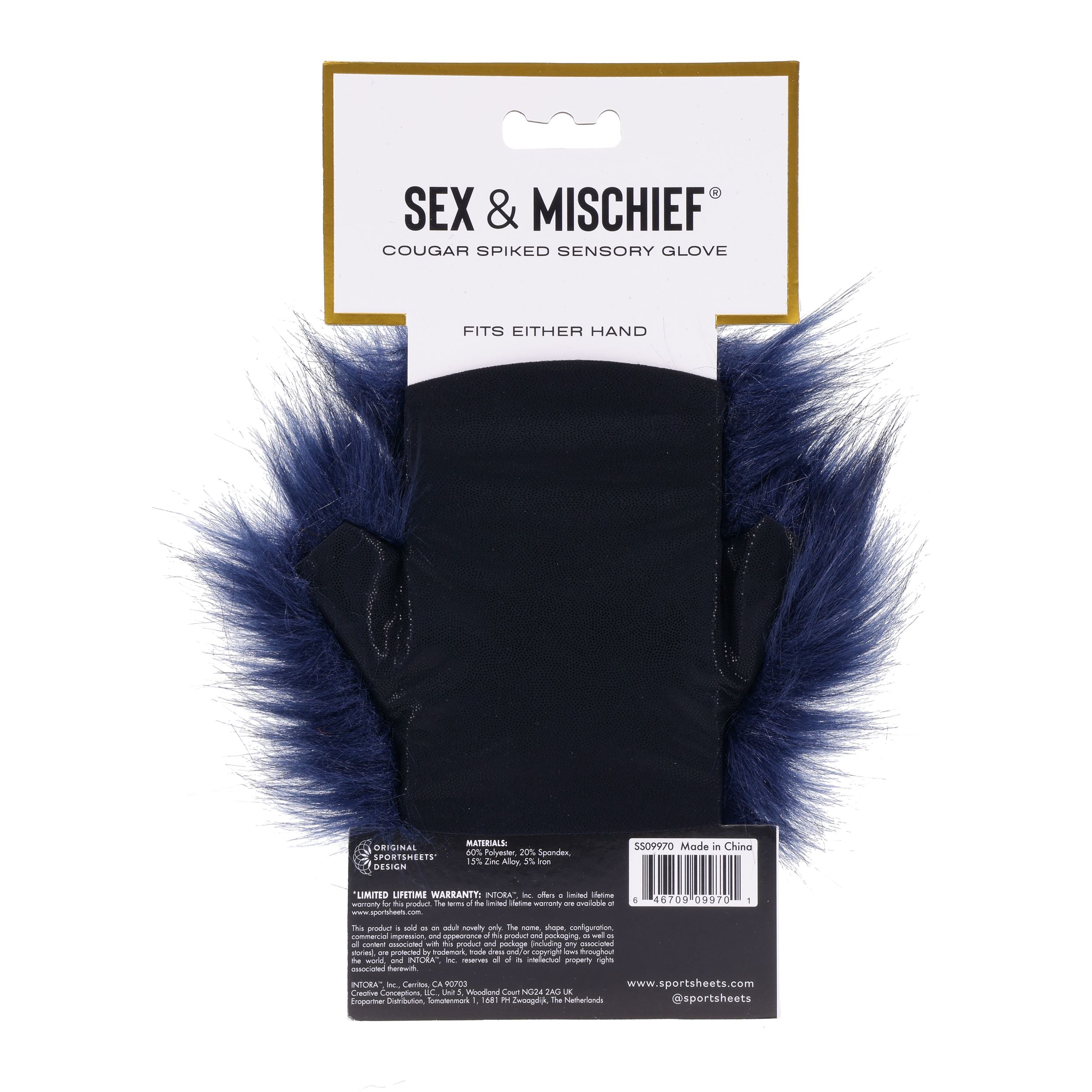 Sportsheets - Cougar Spiked Sensory Handschoen - Blauw