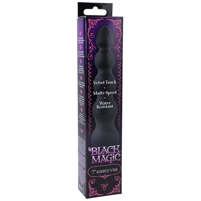 Doc Johnson - Black Magic Ribbed Vibe Vibrator - Zwart