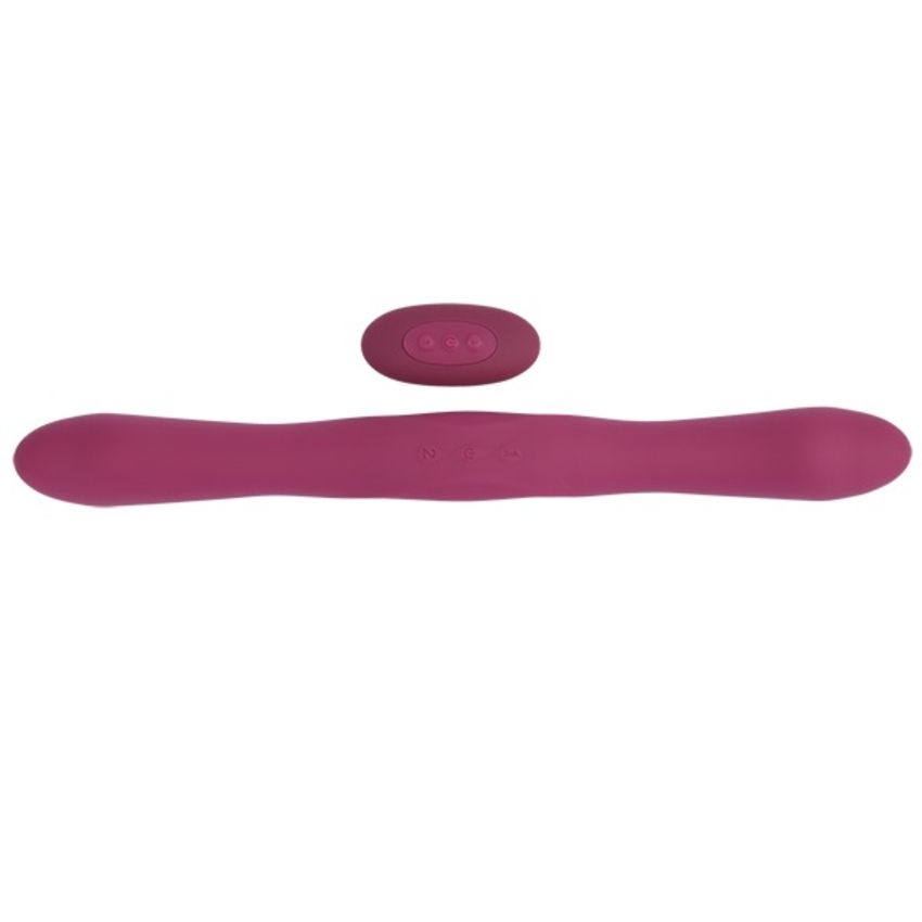 Doc Johnson - Dubbele Vibrator met Afstandsbediening - Rood - 40,6 cm