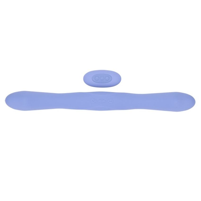 Doc Johnson - Dubbele Vibrator met Afstandsbediening - Blauw - 40,6 cm