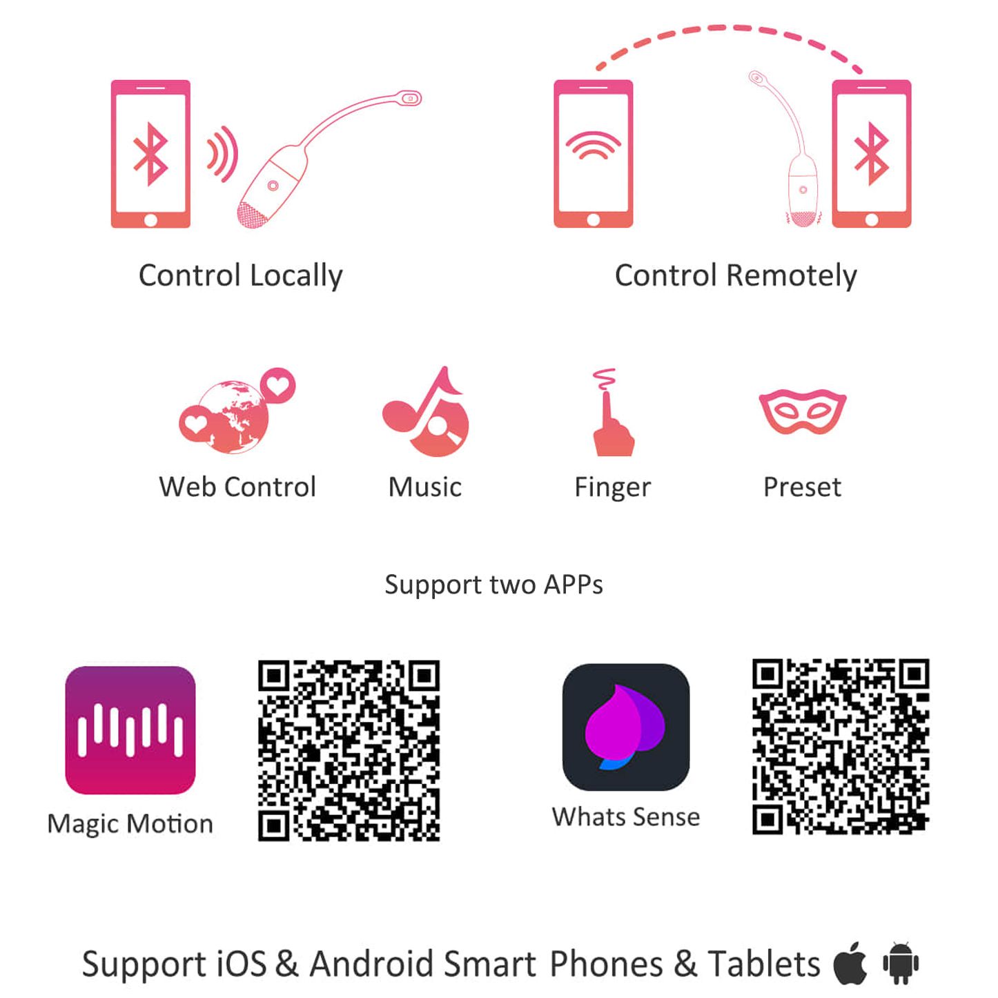 Magic Motion - Vini App-gestuurde Vibratie Eitje - Roze&amp;Wit