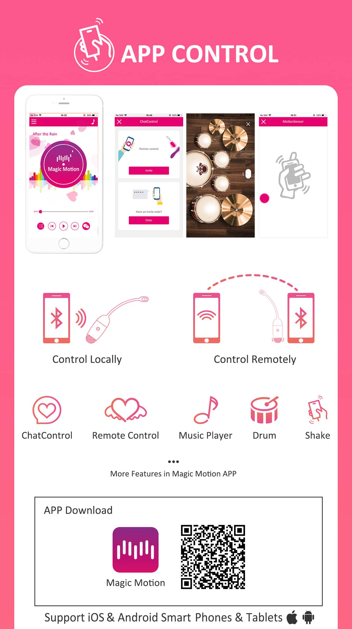 Magic Motion - Vini App-gestuurde Vibratie Eitje - Roze&amp;Wit