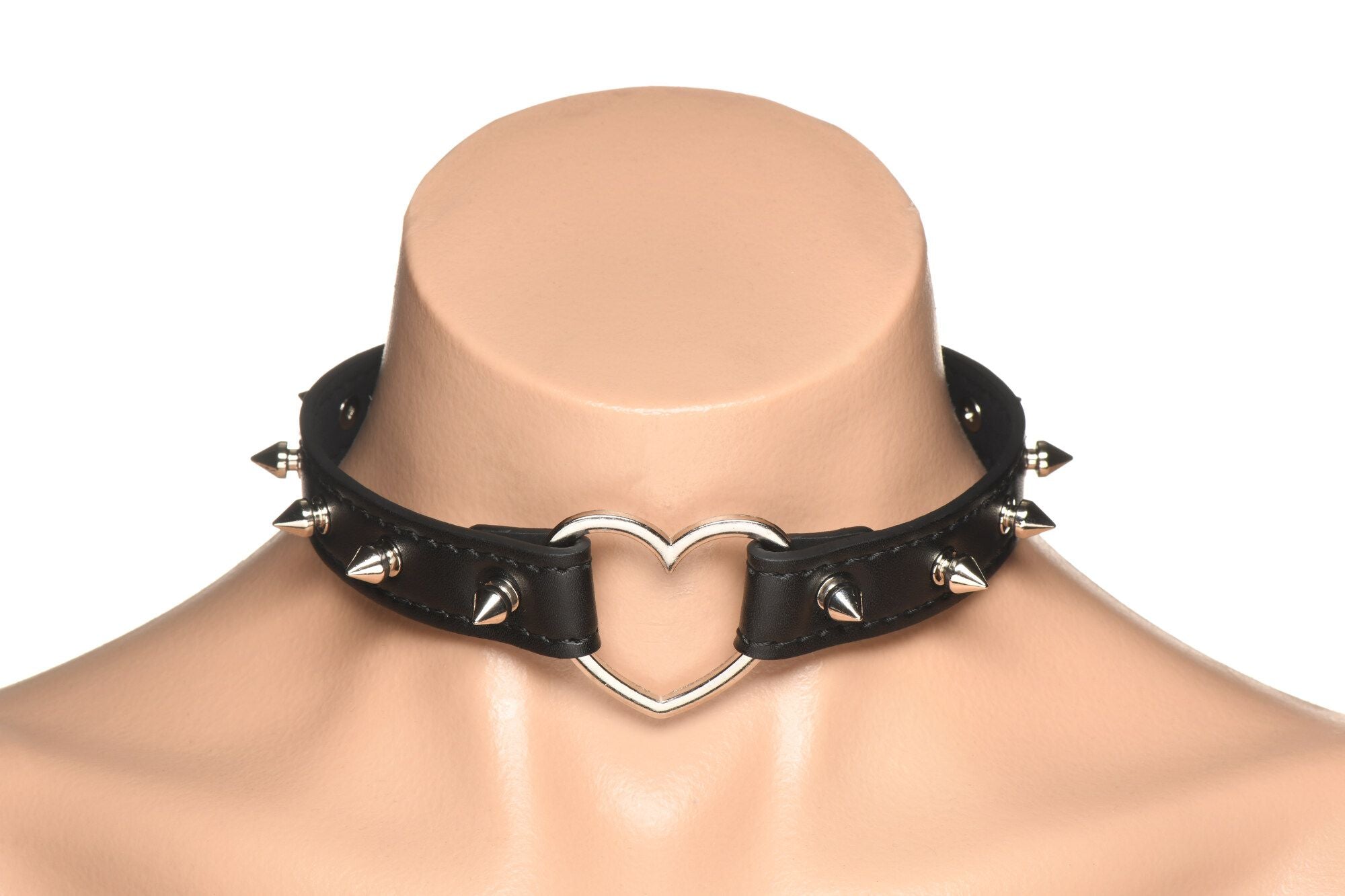 XR Brands - Spiked Heart Choker - Zwart