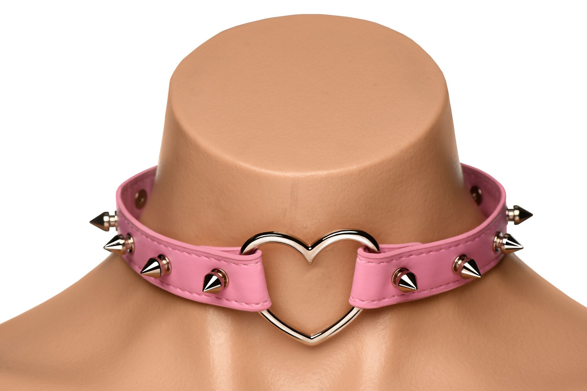 XR Brands - Spiked Heart Choker - Roze