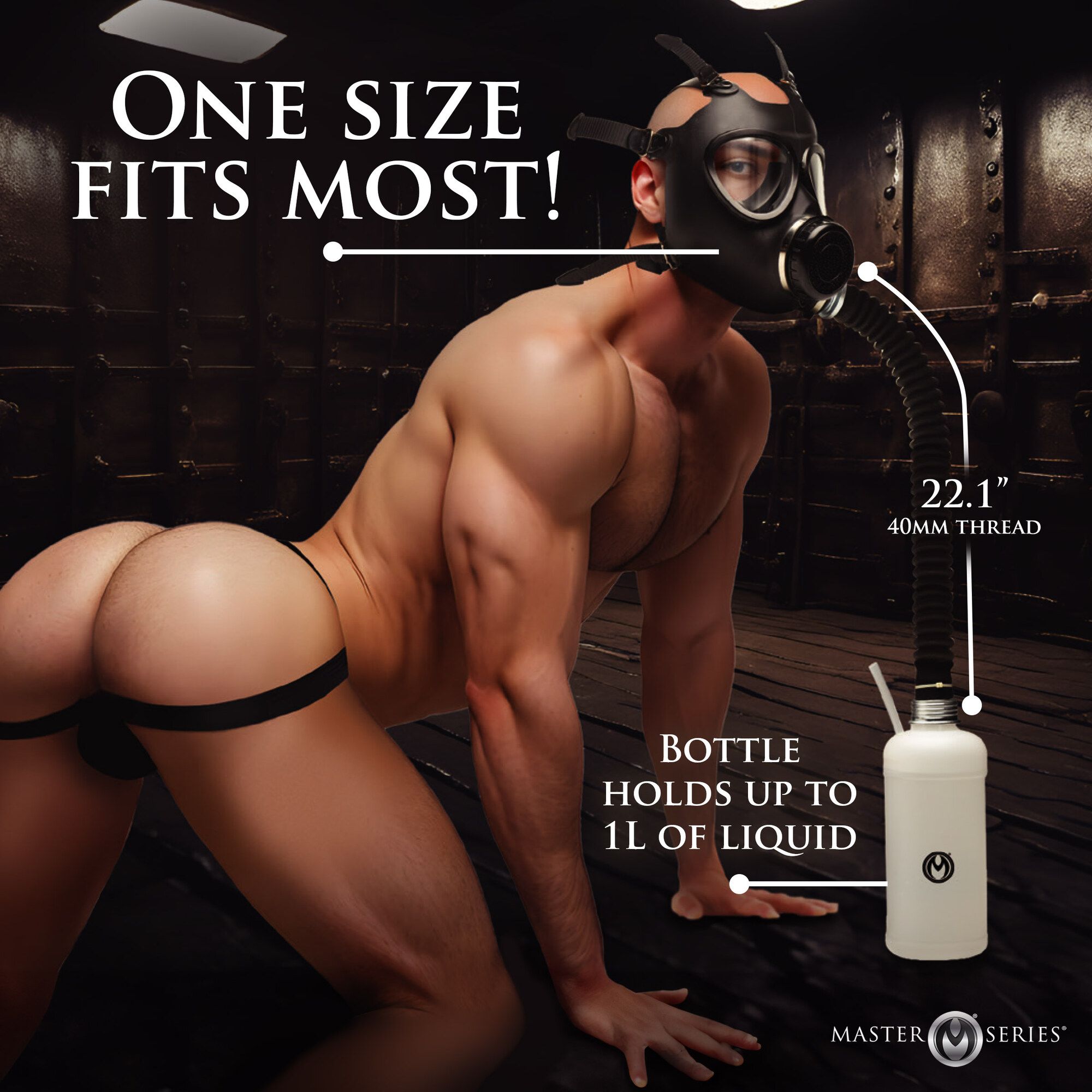 XR Brands - Inhaler Gas Masker Met Fles - Zwart & Wit