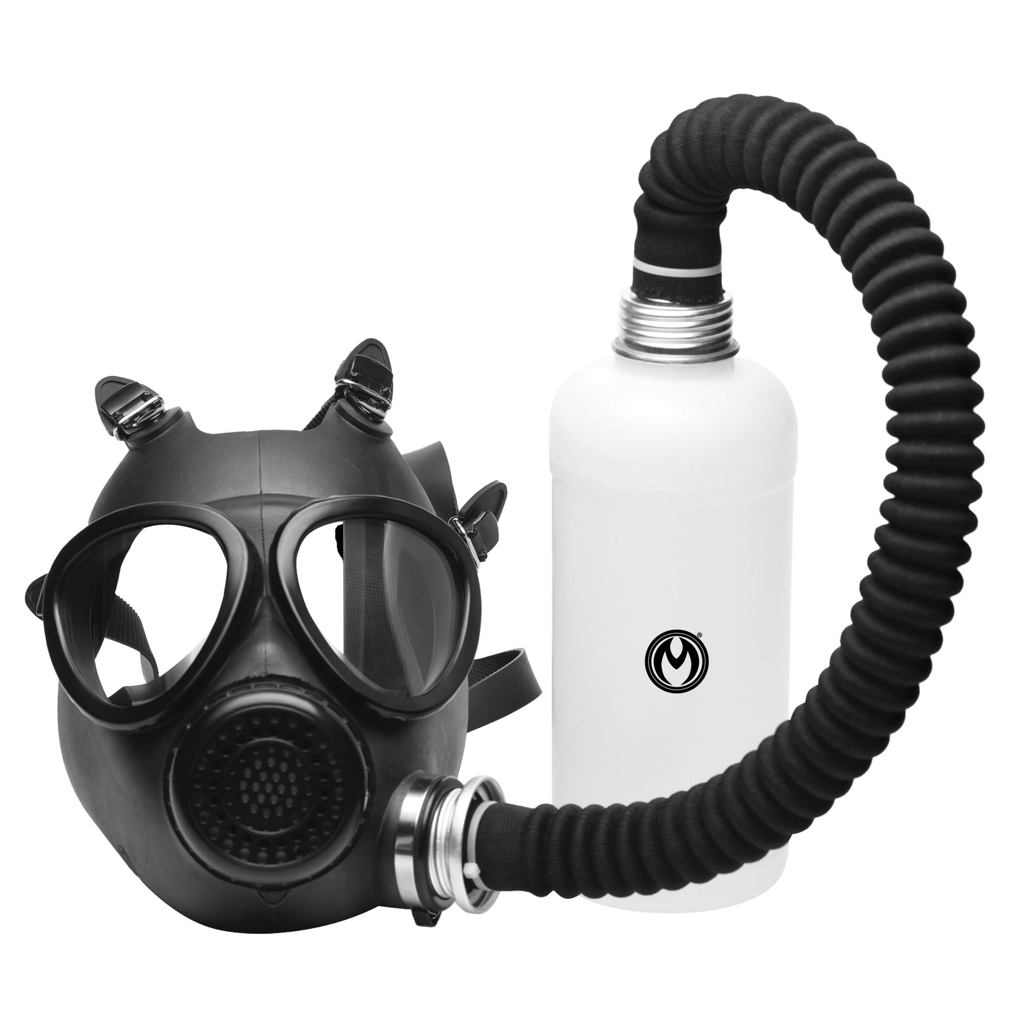 XR Brands - Inhaler Gas Masker Met Fles - Zwart & Wit