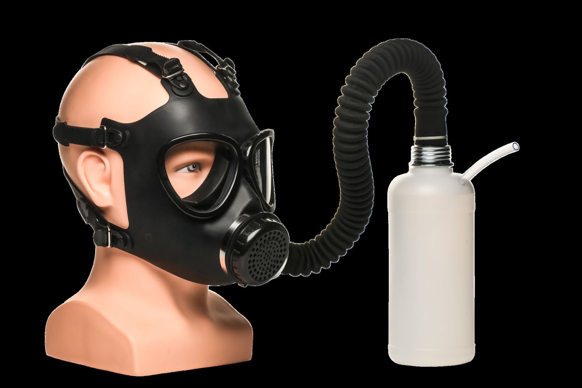XR Brands - Inhaler Gas Masker Met Fles - Zwart & Wit