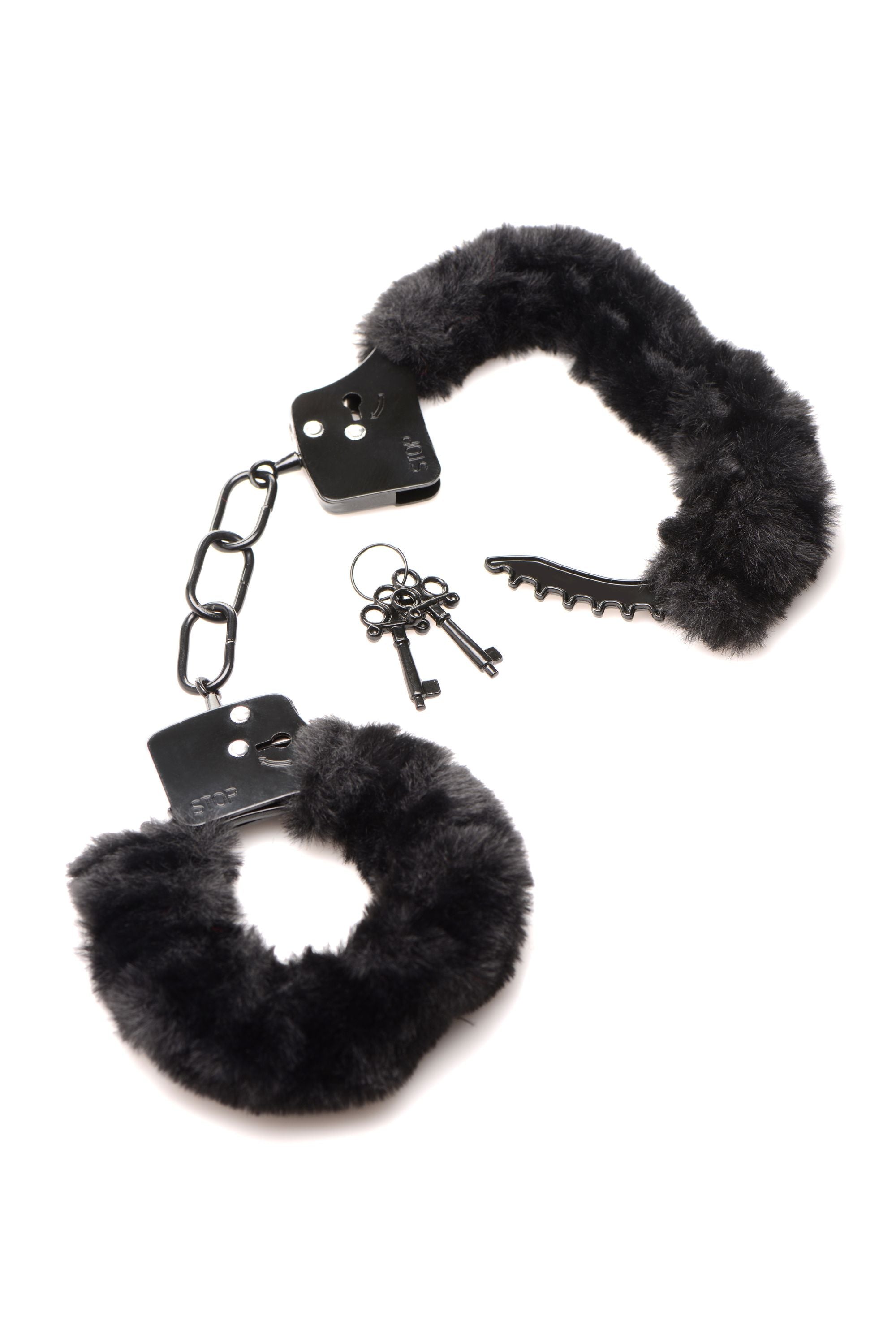 XR Brands - Cuffed In Fur Handboeien - Zwart