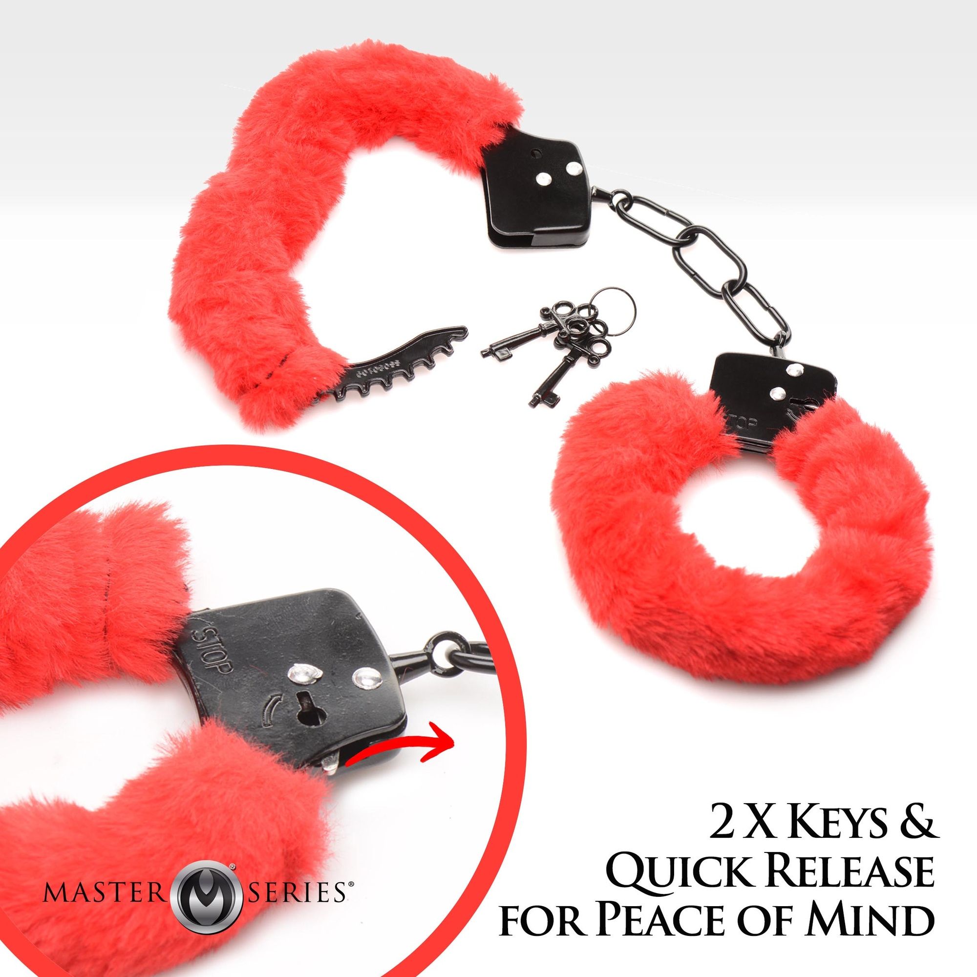 XR Brands - Cuffed In Fur Handboeien - Rood