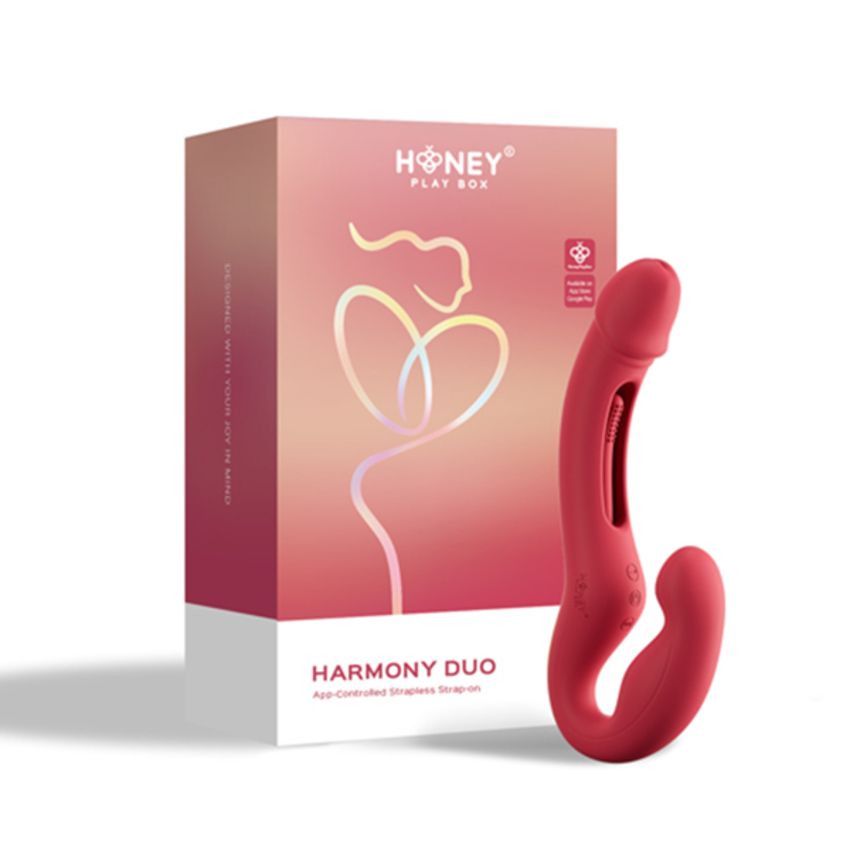 HoneyPlayBox - App-Gestuurde Strapless Koppel Vibrator - Rood