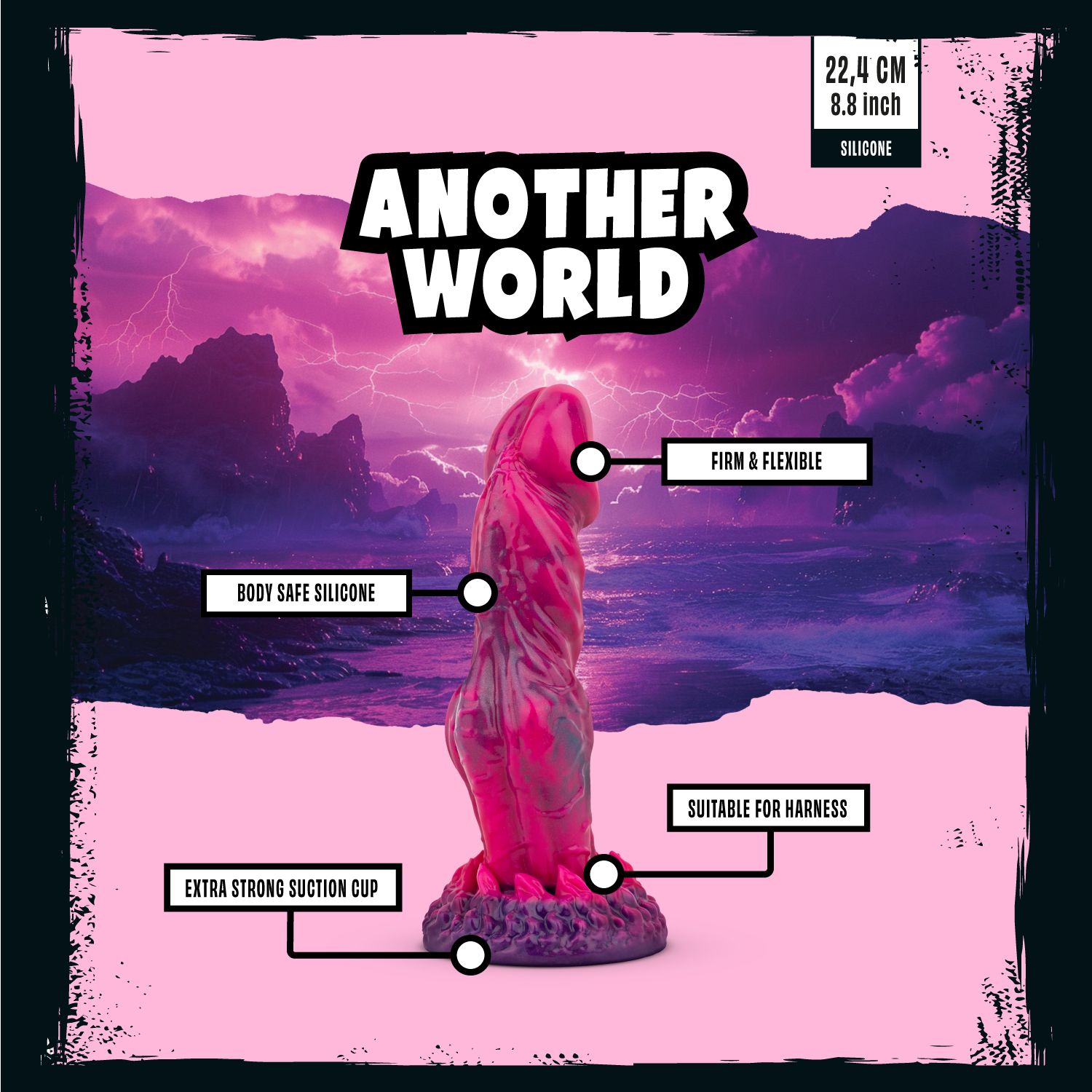 Mythical Mates - Another World Dildo Roze &amp; Paars - 22,4 cm