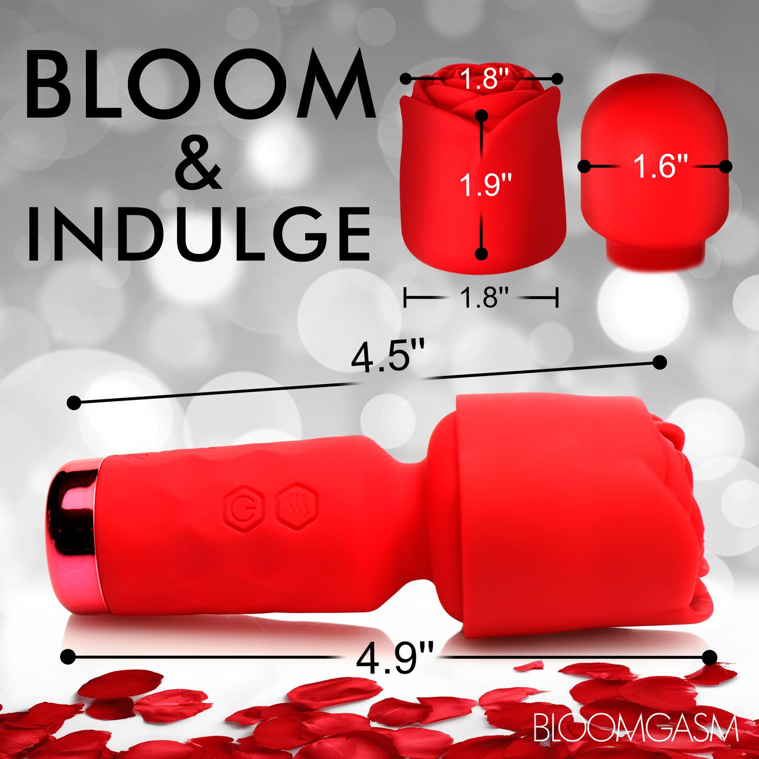 BLOOMGASM - Pleasure Rose Mini Wand Vibrator - Rood