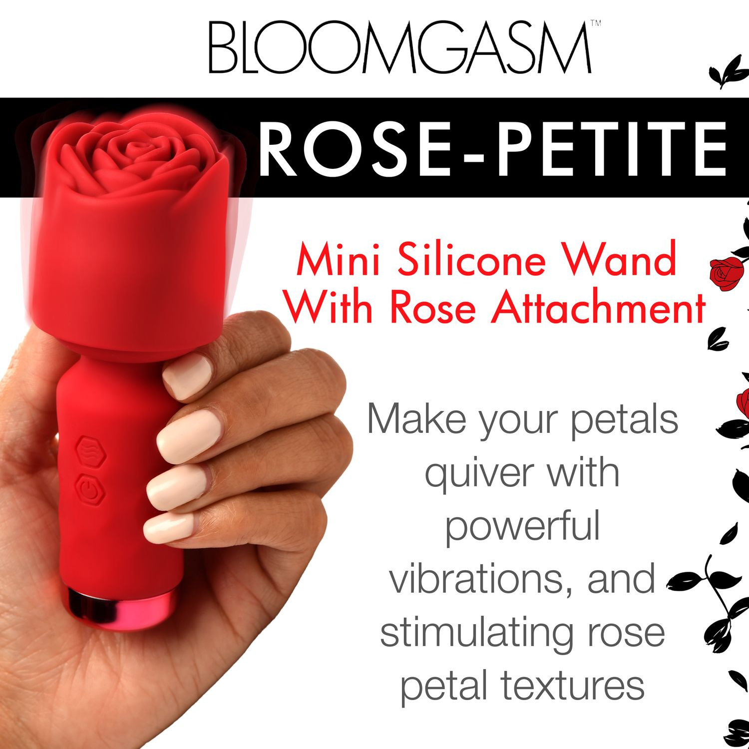 BLOOMGASM - Pleasure Rose Mini Wand Vibrator - Rood