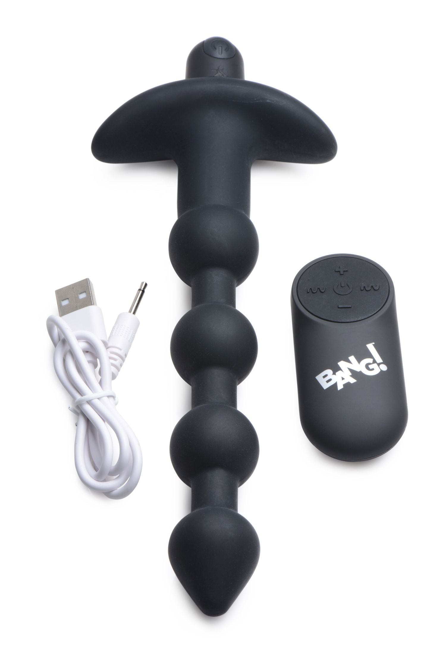 BANG! - 28X Vibrerende Silicone Anaalkralen met Afstandsbediening - Zwart