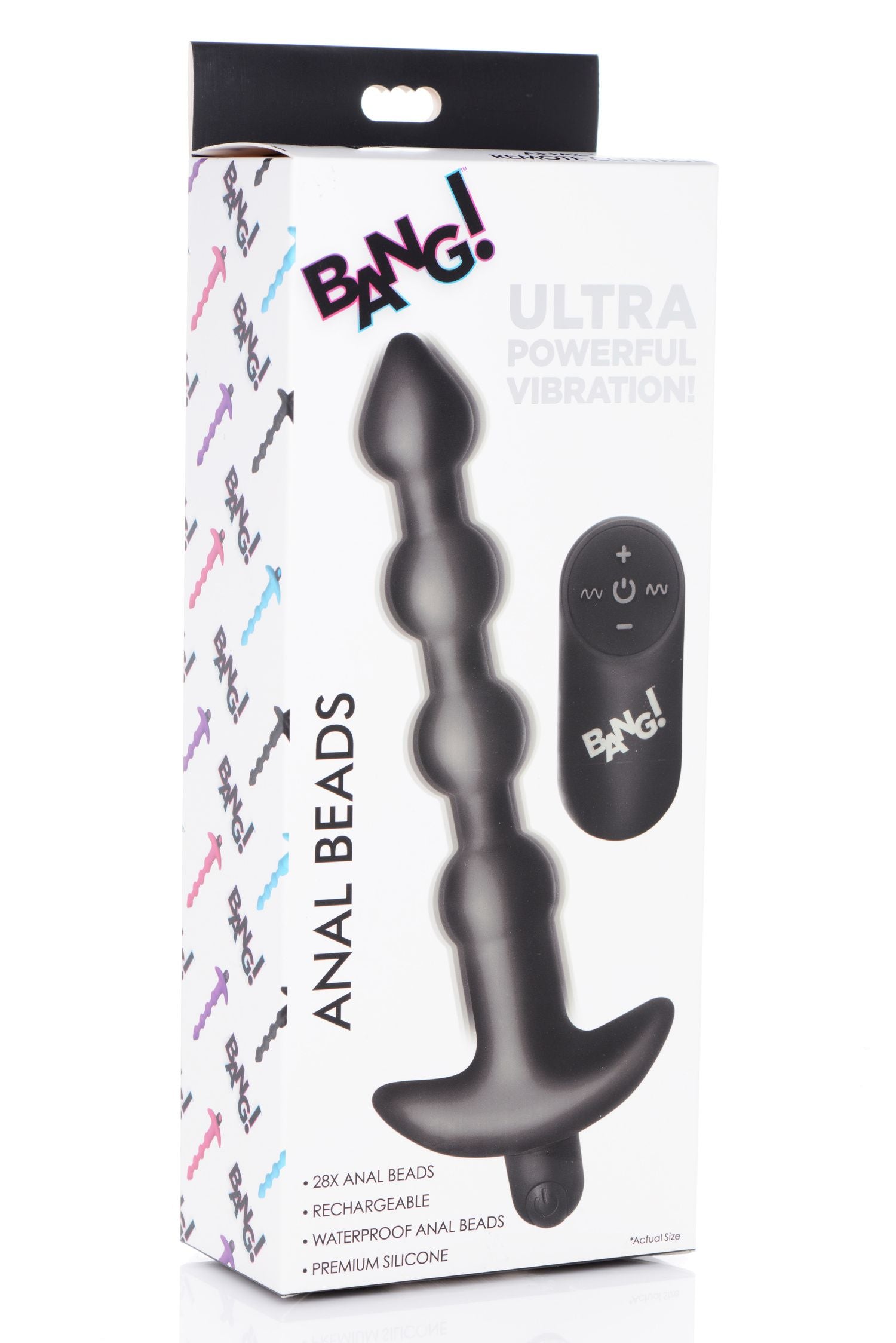 BANG! - 28X Vibrerende Silicone Anaalkralen met Afstandsbediening - Zwart