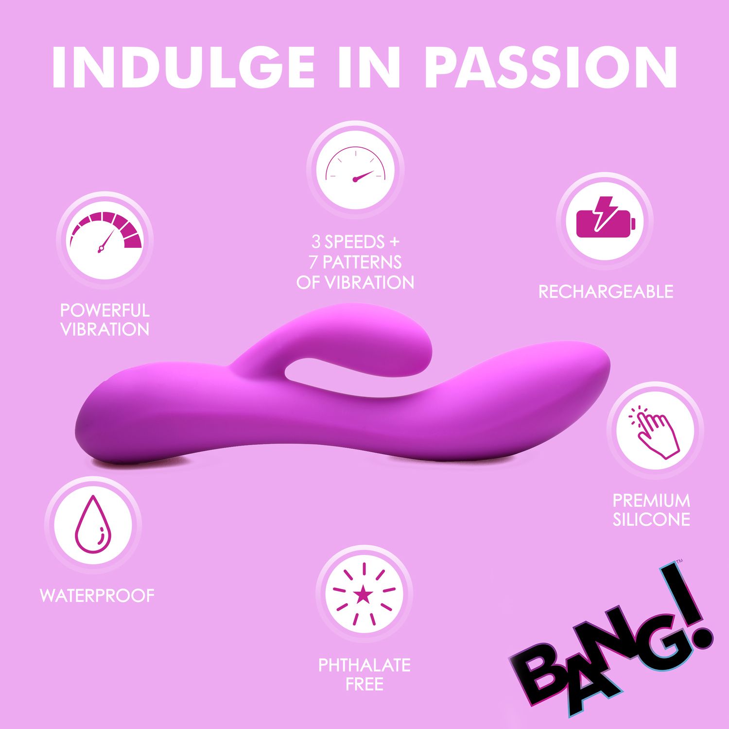 BANG! - Flexibele Rabbit Vibrator Duo Stimulatie - Paars