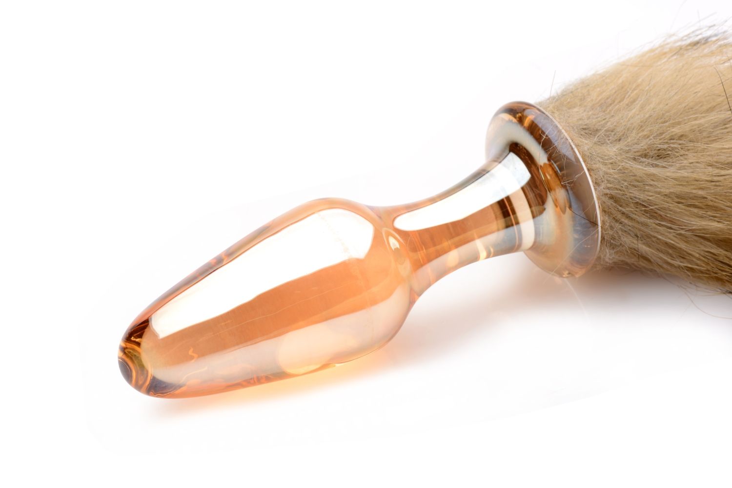 TAILZ - Fox Tail Anaalplug van Glas - Oranje met Faux Fur Staart