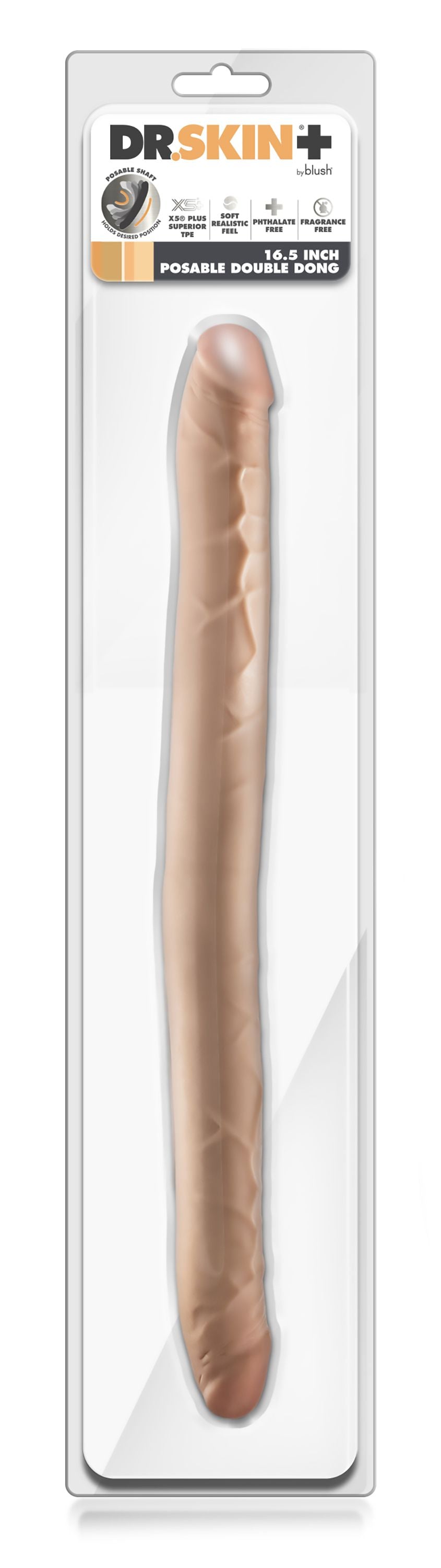 Dr. Skin – Plus 35,5 cm Buigzame Dubbele Dildo – Beige