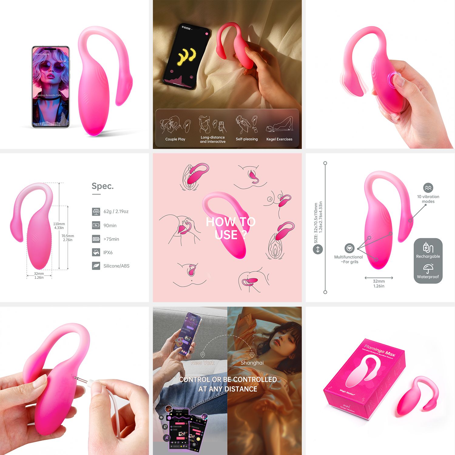 Magic Motion - Flamingo Max Vibrerend Ei en Kegeltrainer in 1 - Roze