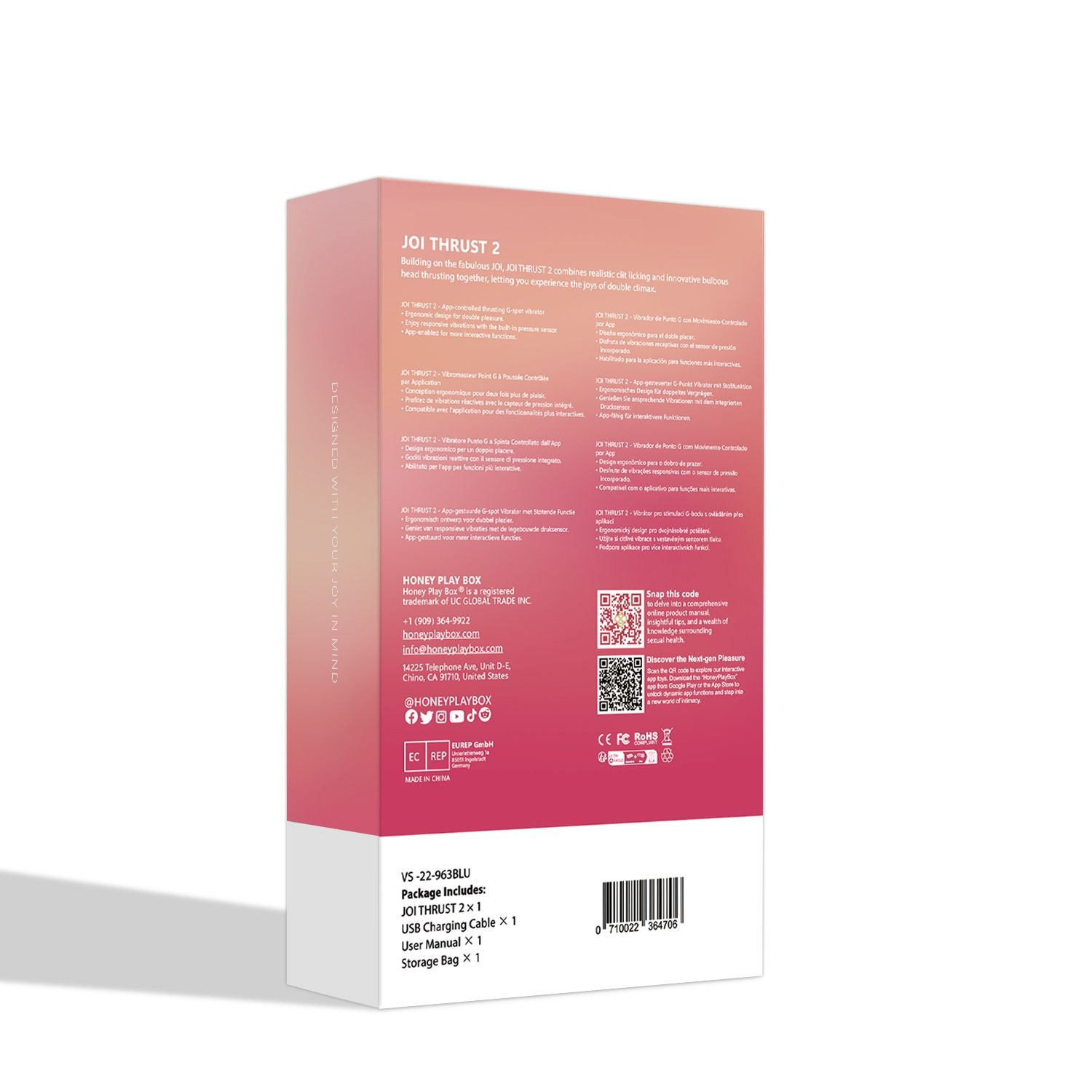 HoneyPlayBox-JOI Thrust 2 Pressure Sensing App Controlled Thrusting G-spot