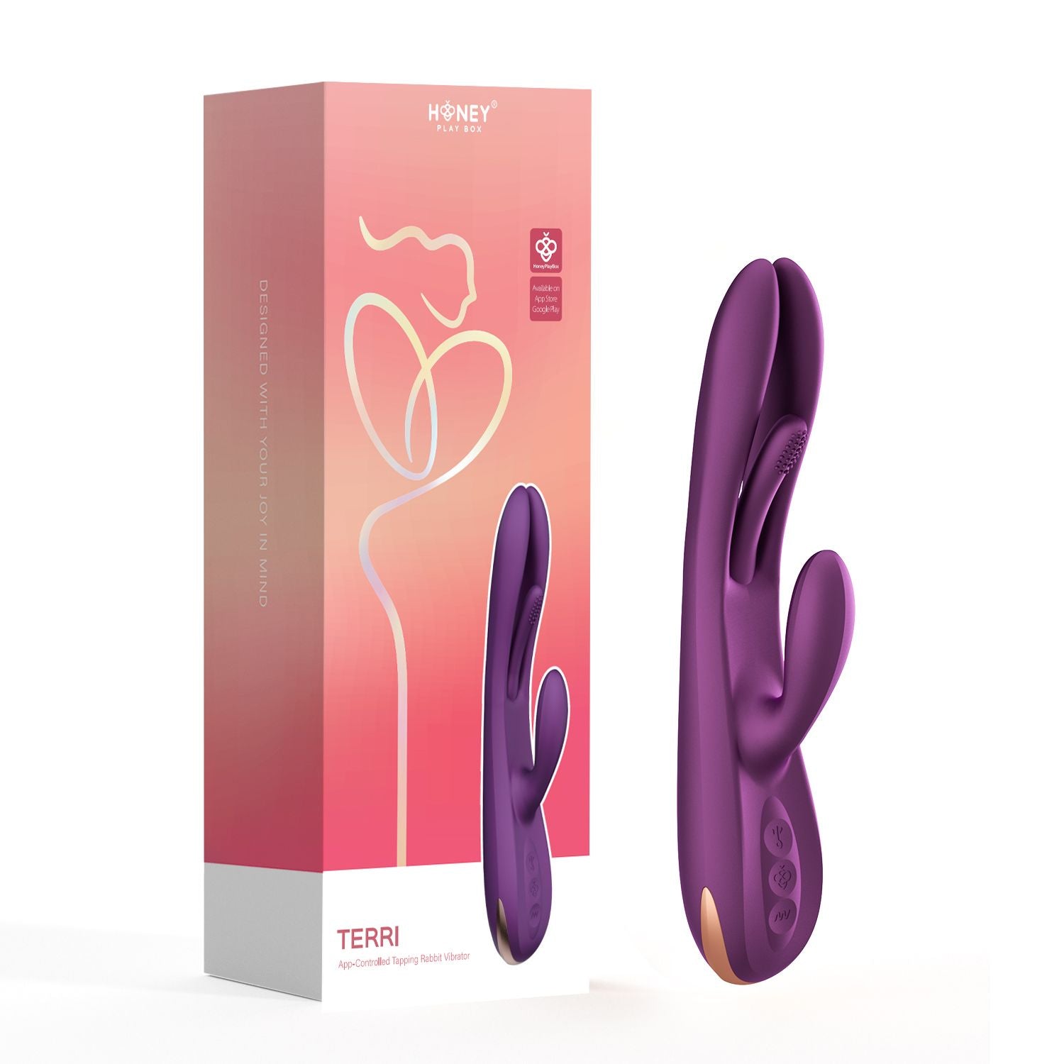 HoneyPlayBox - Terri App-controlled Kinky Finger Tapping Rabbit Vibrator Pu