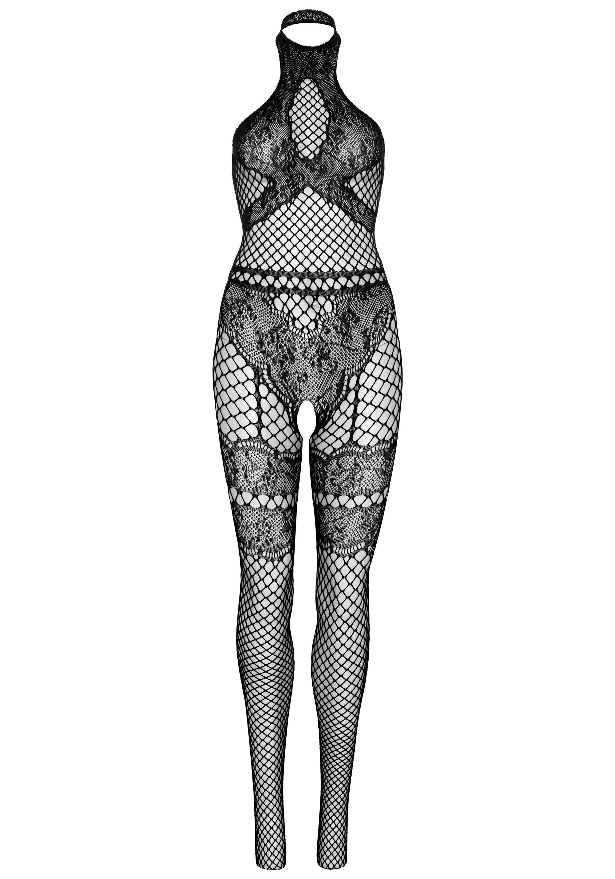 All About You Catsuit w/ Open Kruis - Zwart